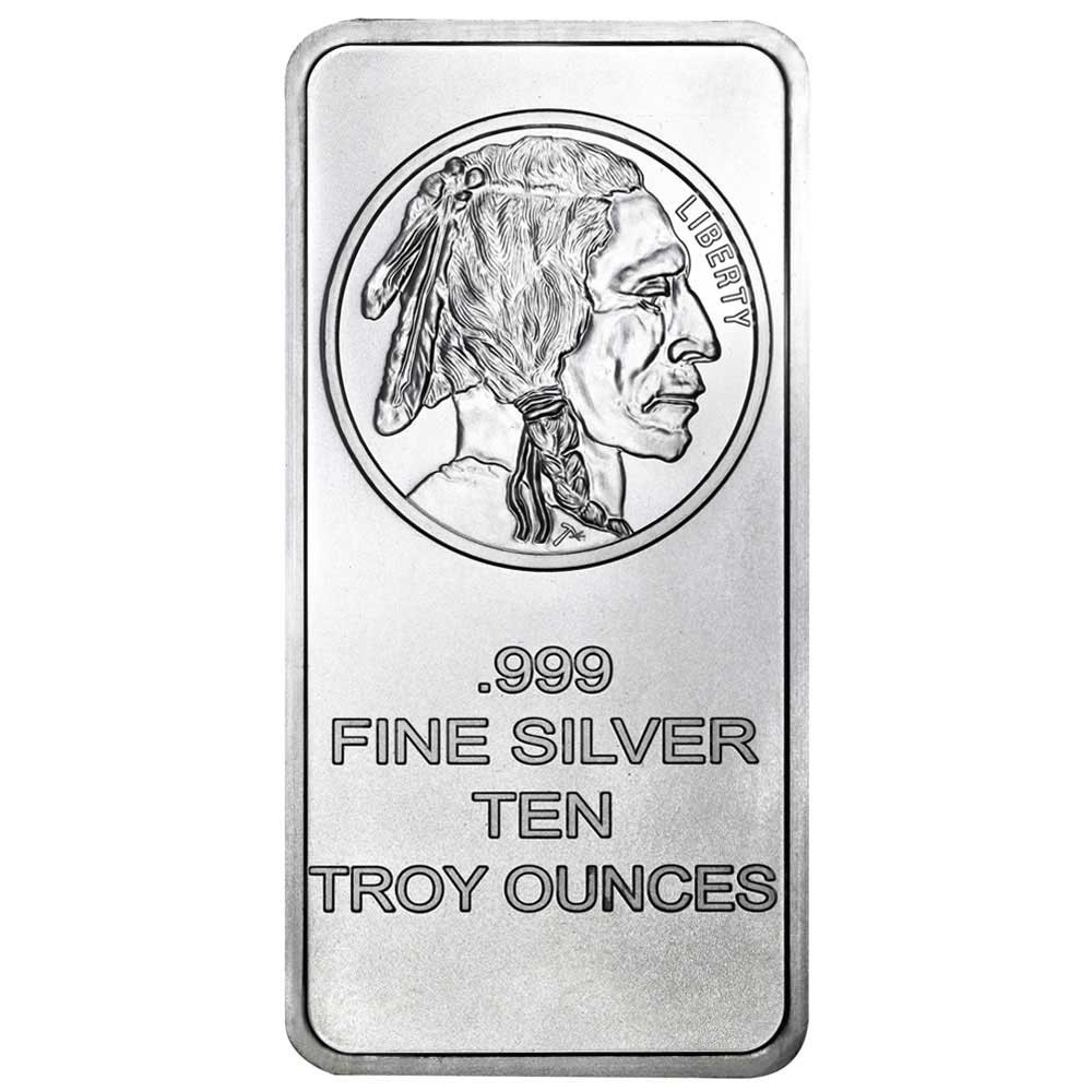10 Troy oz Buffalo .999 Fine Silver Bar Sealed 10 Troy oz Buffalo .999 Fine Silver Bar Sealed