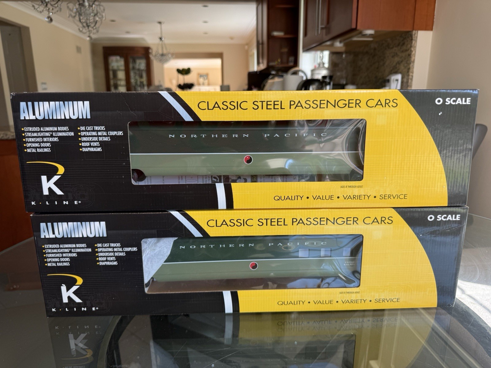 K-Line K-4650C Northern Pacific North Coast Limited 21” Aluminum 2-Car Set