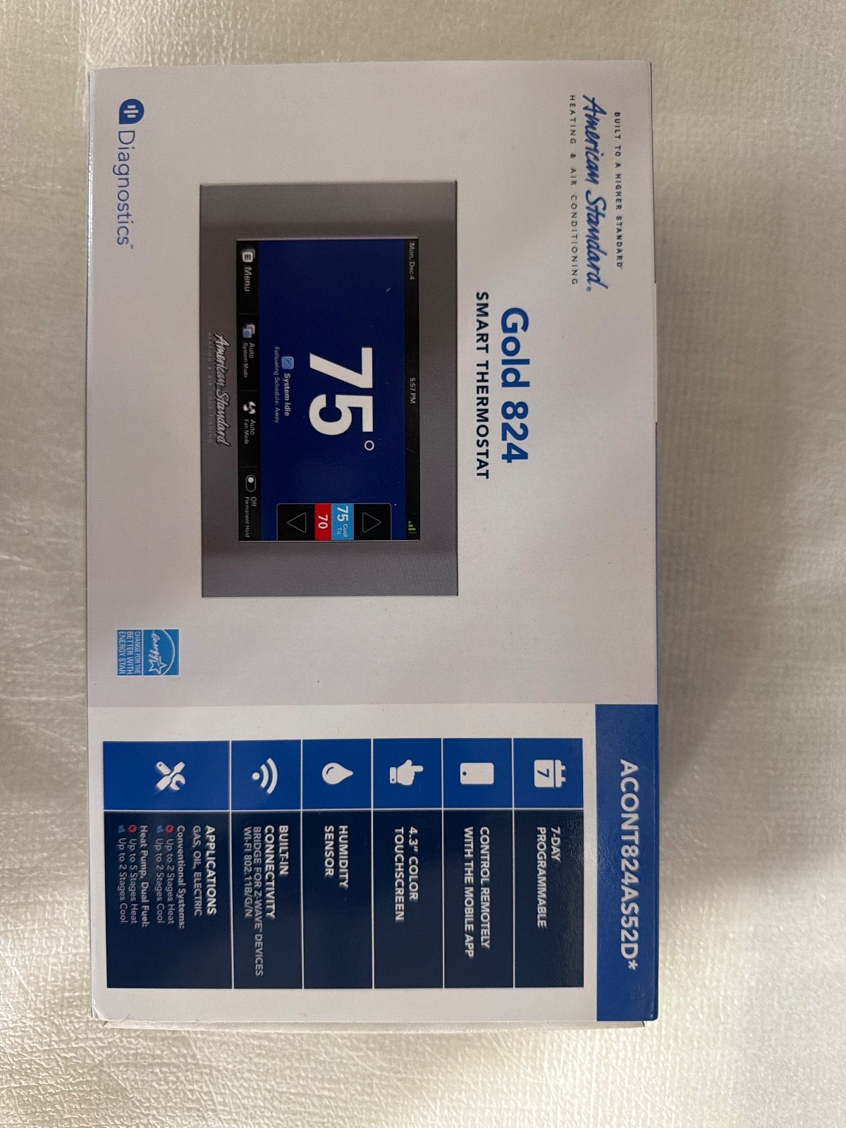 TRANE-American Standard Gold 824 Thermostat Control Touchscren ACONT824A -S52DAA TRANE-American Standard Gold 824 Thermostat Control Touchscren ACONT824A -S52DAA