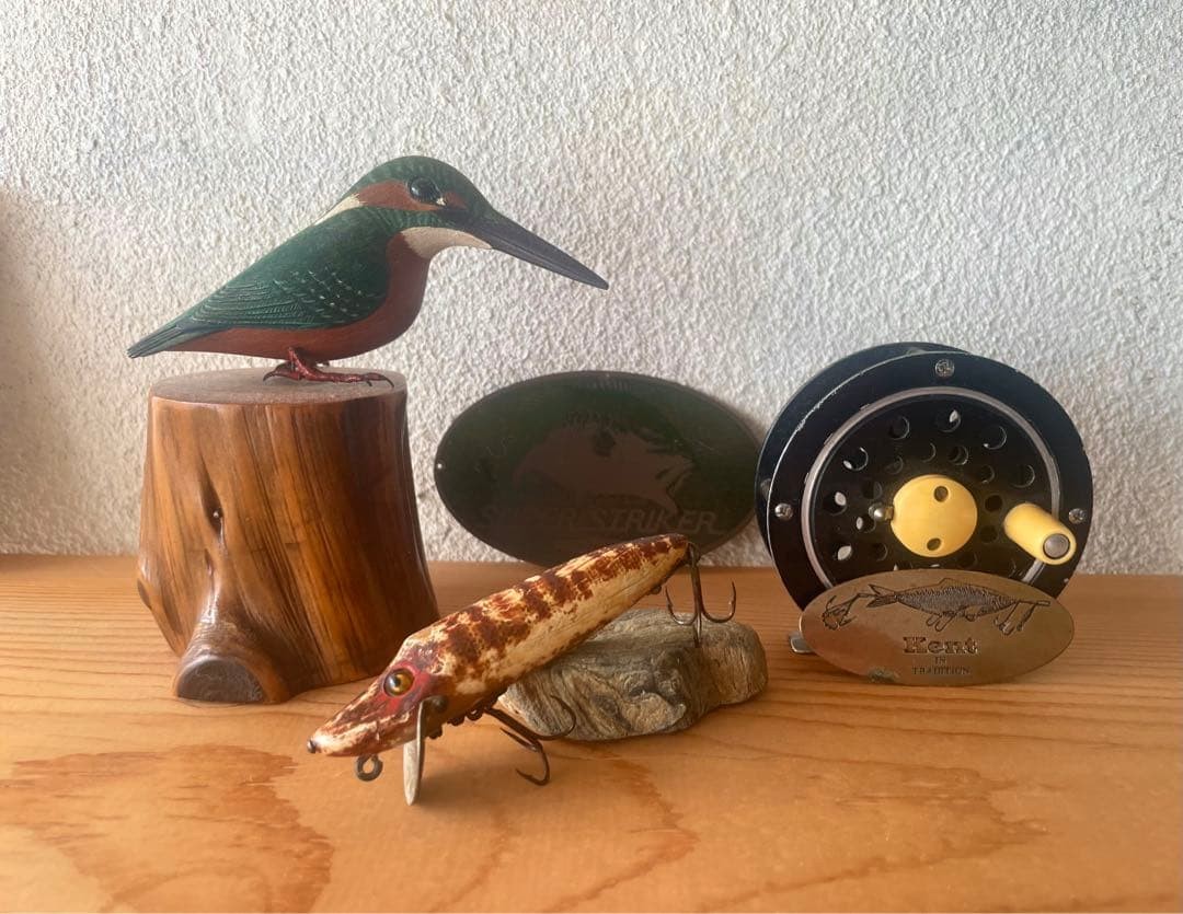 1920s Antique Heddon Baby Vamp Glass Eye Wood Fishing Lure L-Rig Vintage