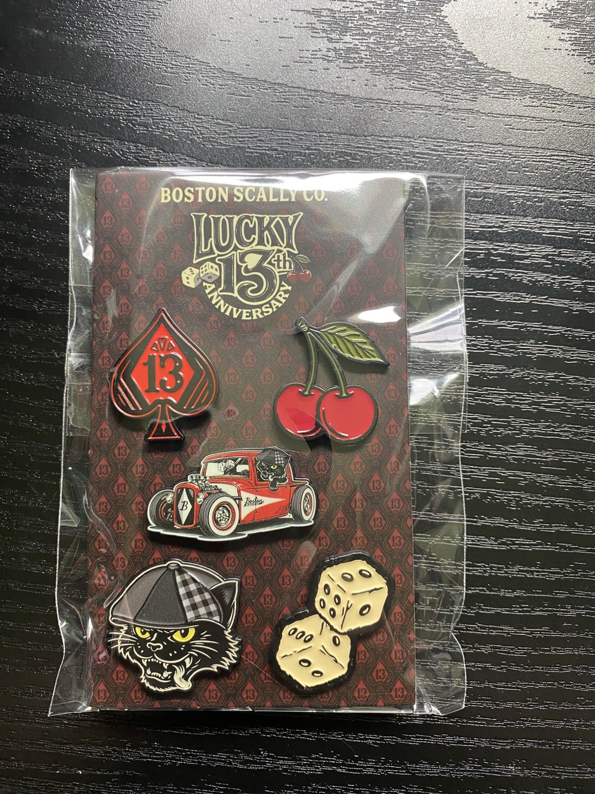 Boston Scally Lucky 13 Anniversary Pin Set Boston Scally Lucky 13 Anniversary Pin Set