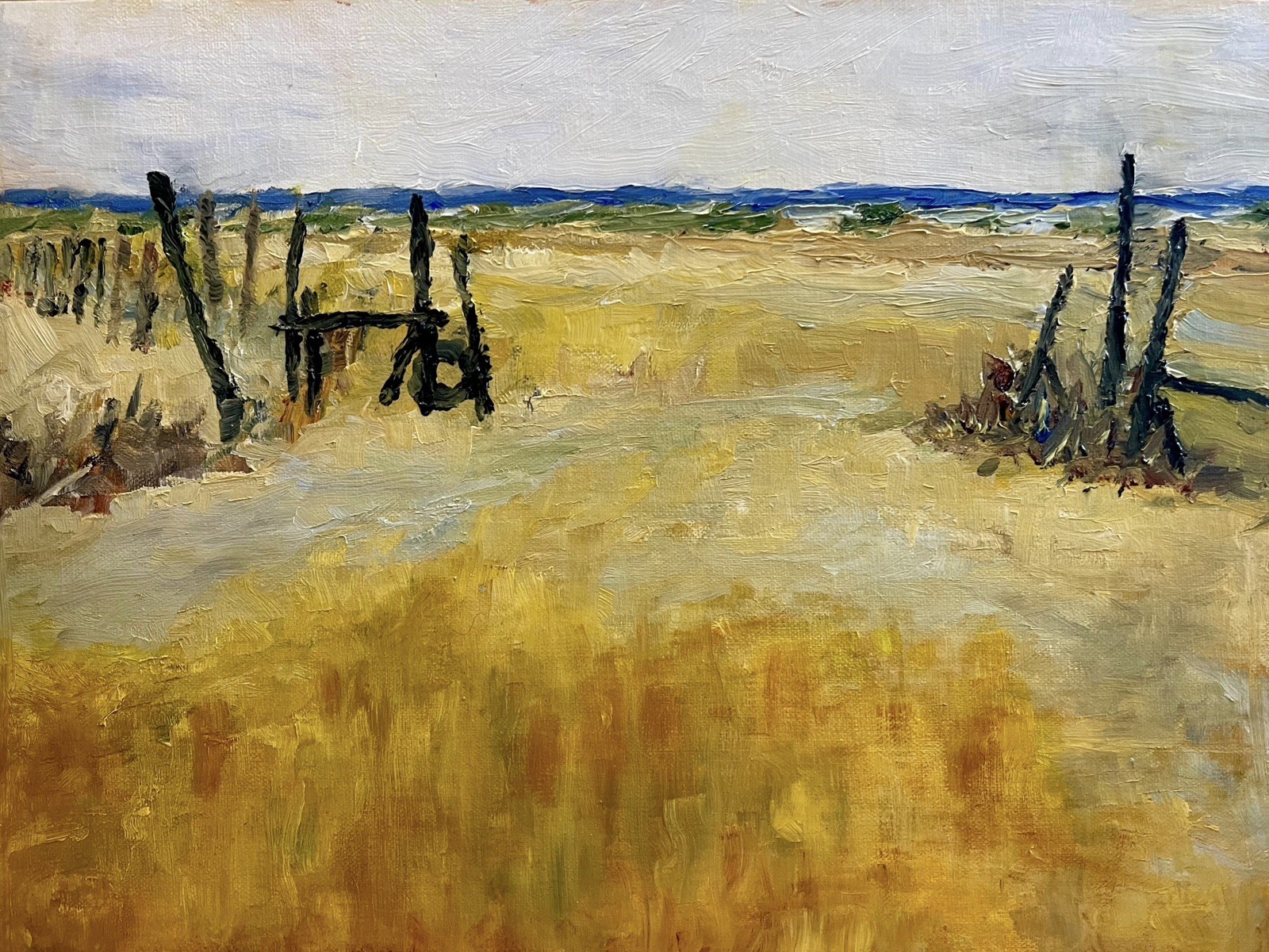 Original Oil Painting 9x12 Impressionist Landscape Pasture Fence Art Signed