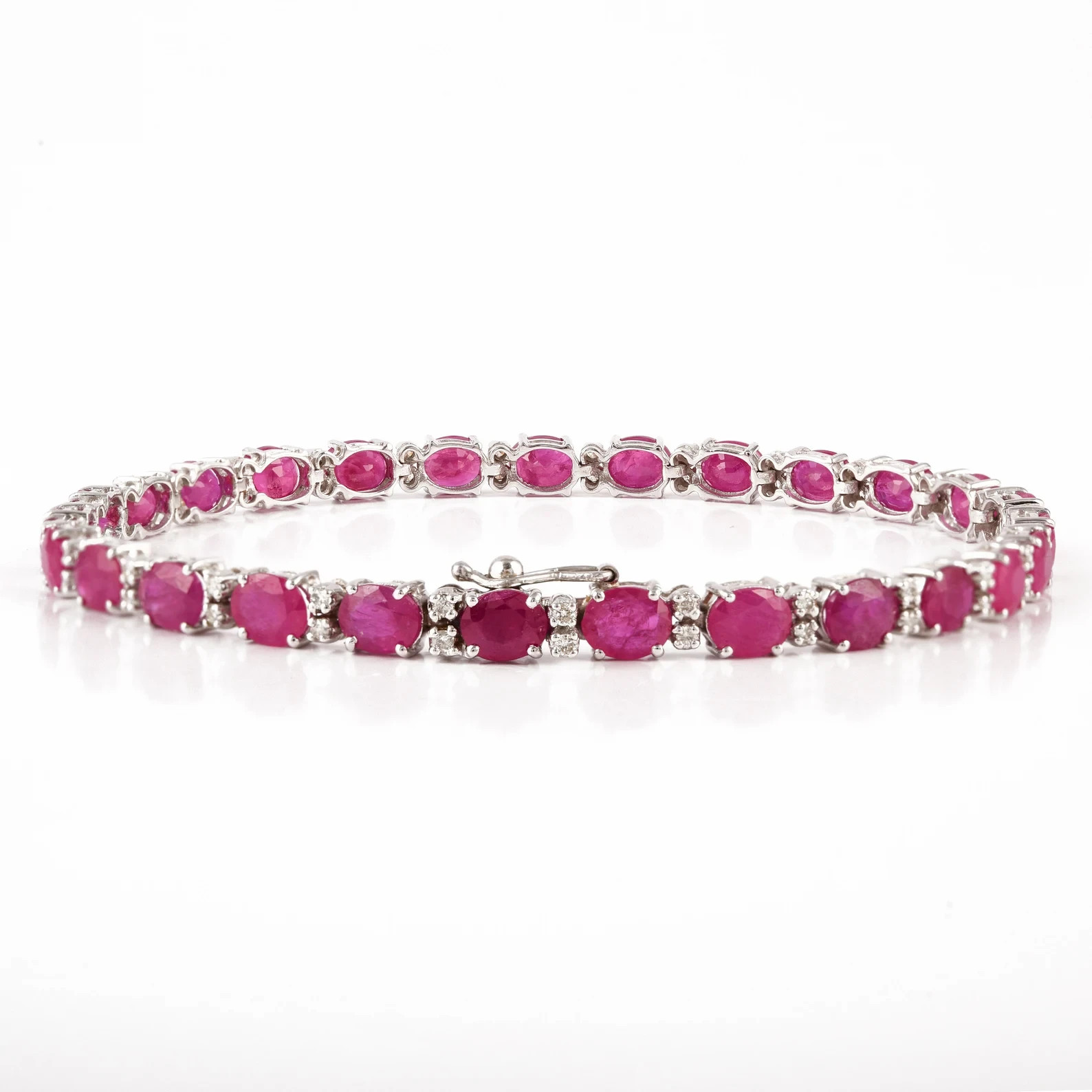 16.00 Ct Natural Ruby Diamond Ladies Tennis Bracelet 14K Solid White Gold 7 16.00 Ct Natural Ruby Diamond Ladies Tennis Bracelet 14K Solid White Gold 7