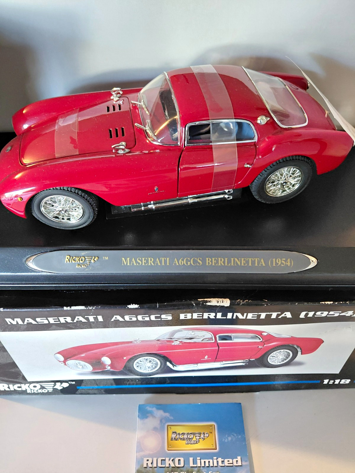 Ricko Limited 1:18 Maserati A6GCS Berlinetta 1954 Red Diecast w/ Case Ricko Limited 1:18 Maserati A6GCS Berlinetta 1954 Red Diecast w/ Case