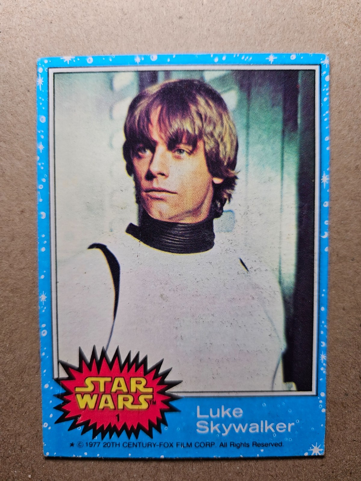 Vintage 1977 Topps Star Wars Luke Skywalker Blue Series 1 Rookie Card #1 Vintage 1977 Topps Star Wars Luke Skywalker Blue Series 1 Rookie Card #1