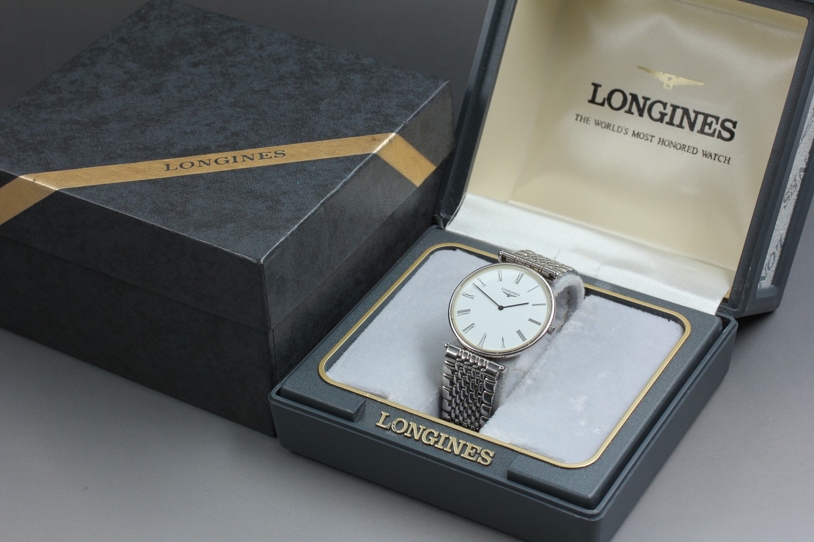 w/Box N MINT Longines La Grande Classique de L4.635.4 Roman Qz 33mm Men's Watch