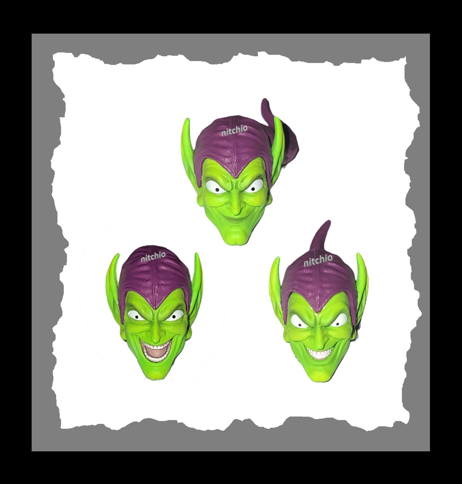 Mezco One:12 Green Goblin – THREE MASKED HEADS LAUGHING, SMILING & SMIRKING 1/12