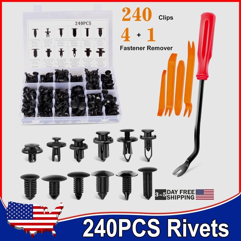 240pcs Auto Car Bumper Retainer Clips Fastener Remover Push Pin Rivet Screw NEW.