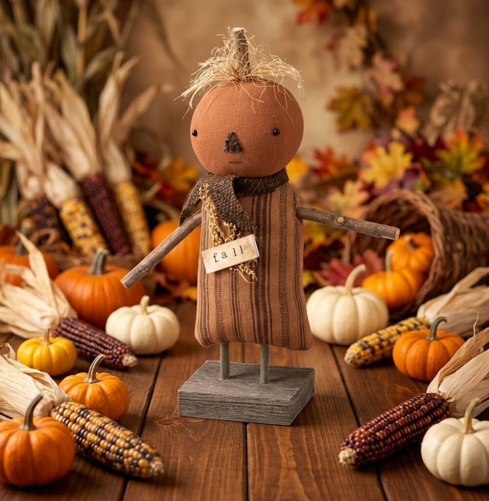 Primitive Country Fall Halloween Gertrude Pumpkin Doll