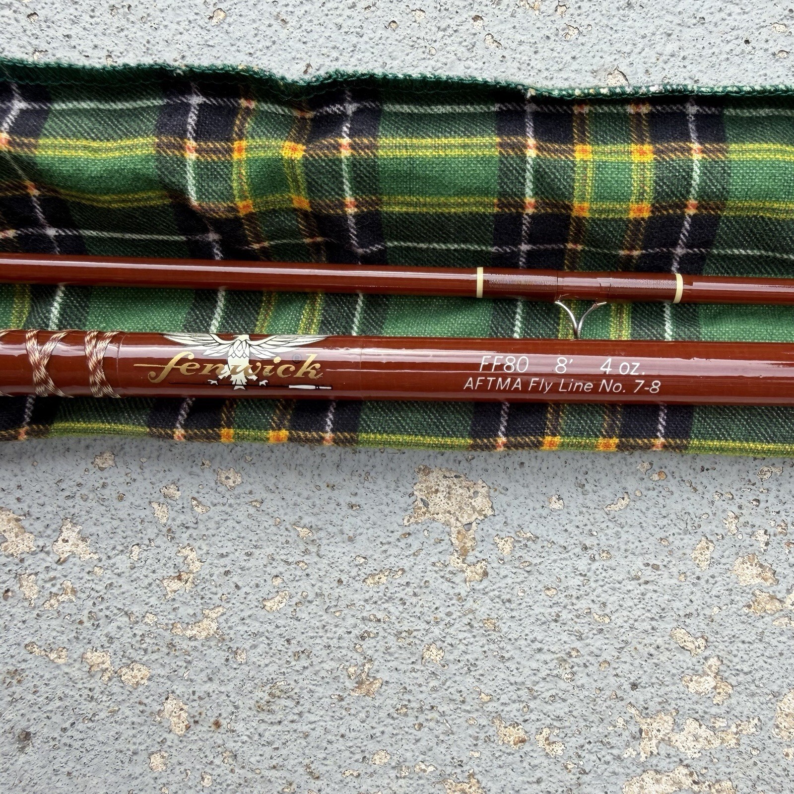 Vtg Fenwick Feralite FF80 - 2 Pc Fly Fishing Rod 8\' - 4oz, Aftma Line Sock Case Vtg Fenwick Feralite FF80 - 2 Pc Fly Fishing Rod 8\' - 4oz, Aftma Line Sock Case