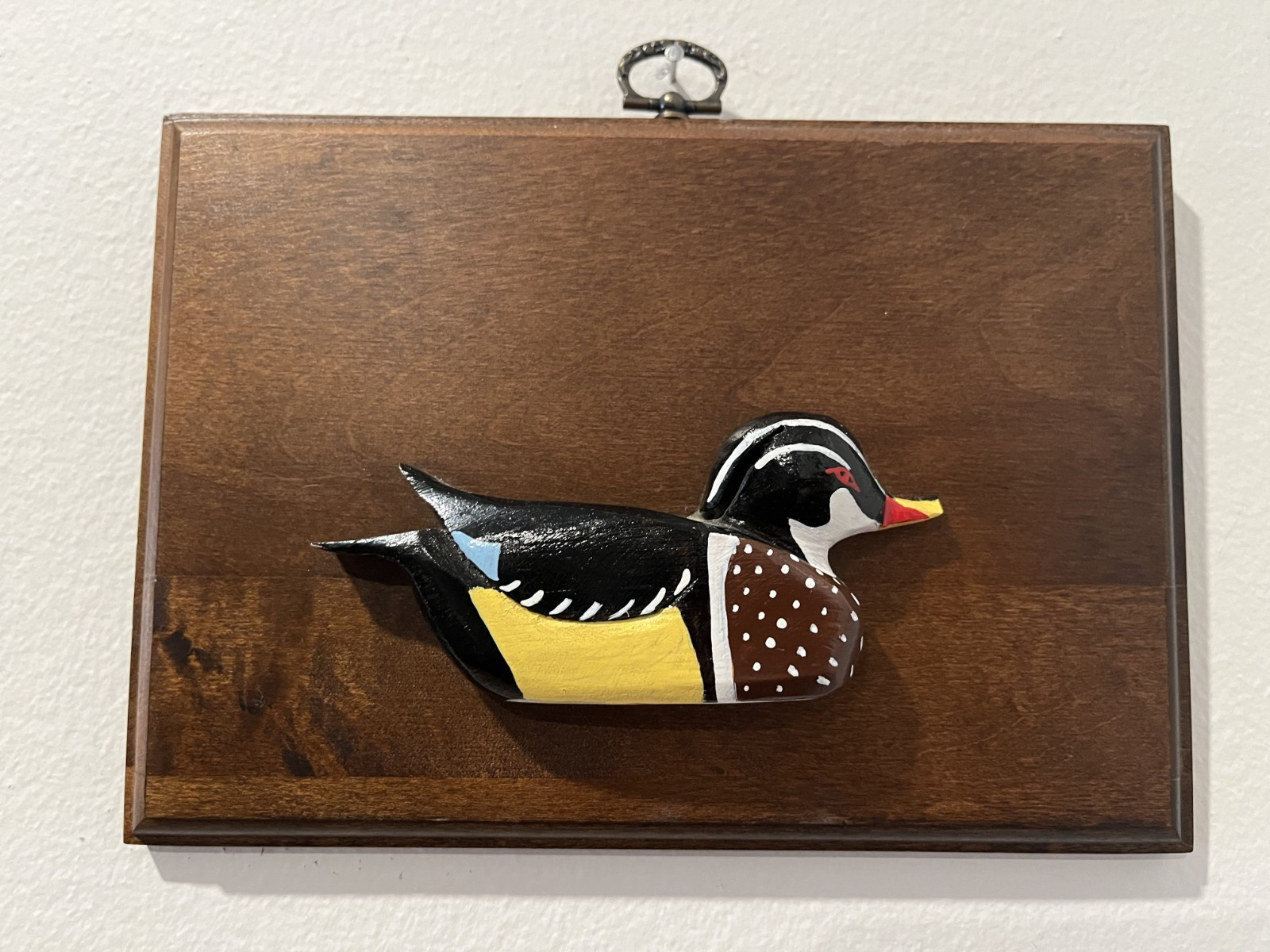 VTG 3D Handmade Wood Duck Decoy Wall Plaque Hand Painted Folk Art Carving Drake