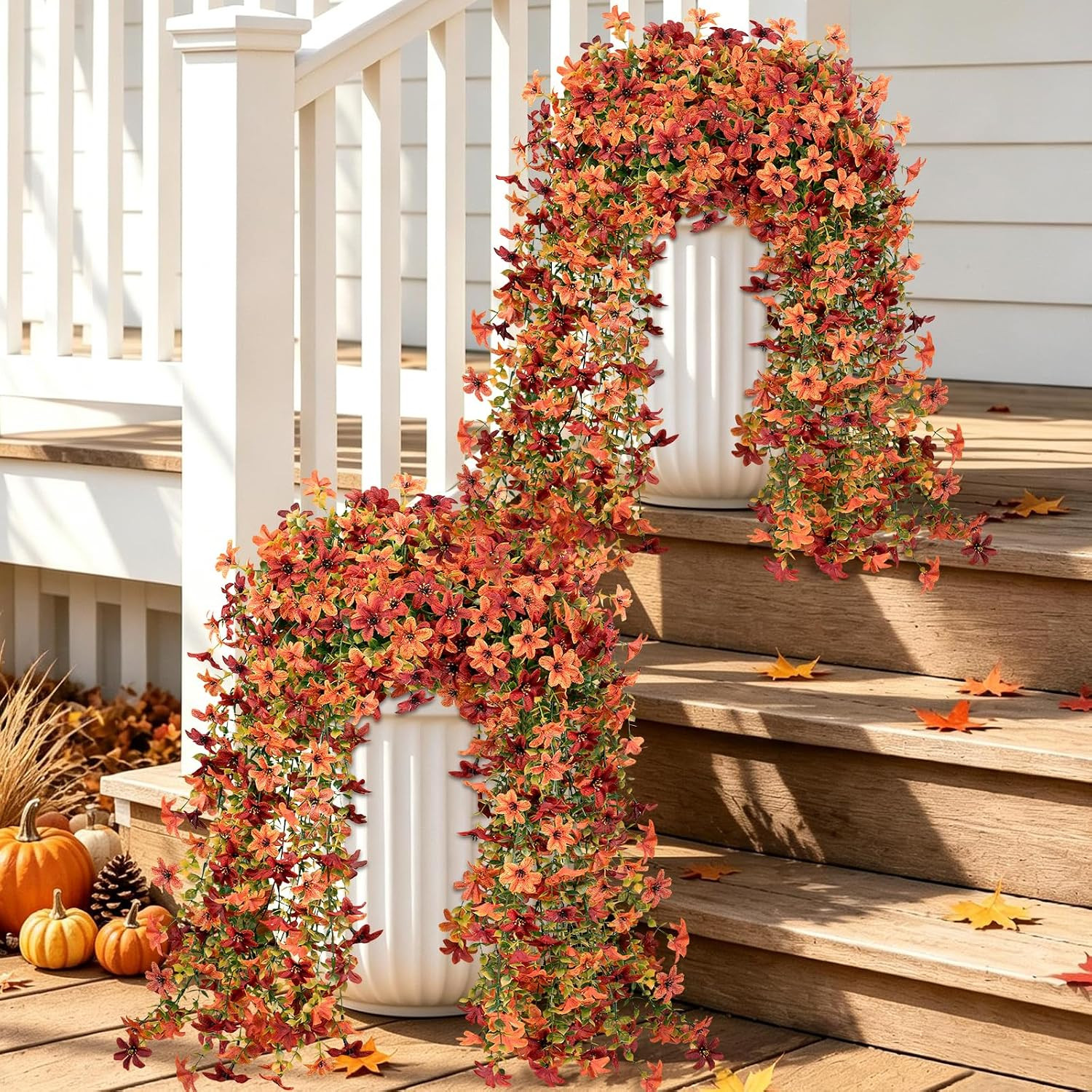 4 Pcs Artificial Hanging Flowers for Outdoors, UV Resistant Fake Fall Mums | 688 4 Pcs Artificial Hanging Flowers for Outdoors, UV Resistant Fake Fall Mums | 688