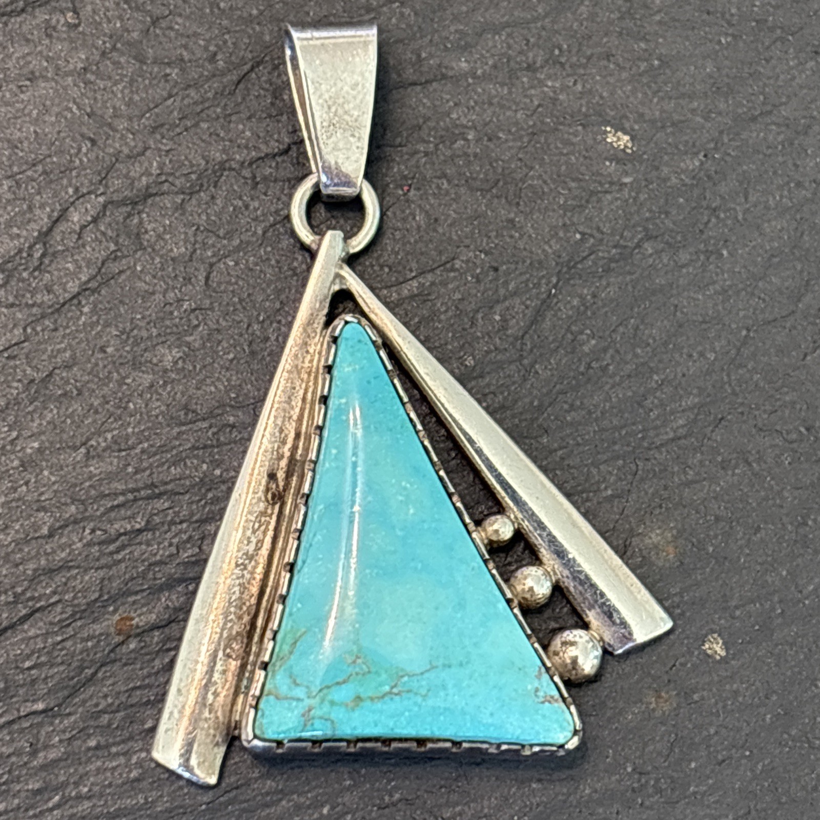 Oliver Smith Navajo Pendant Sterling Silver Vintage Stunning Turquoise Eq
