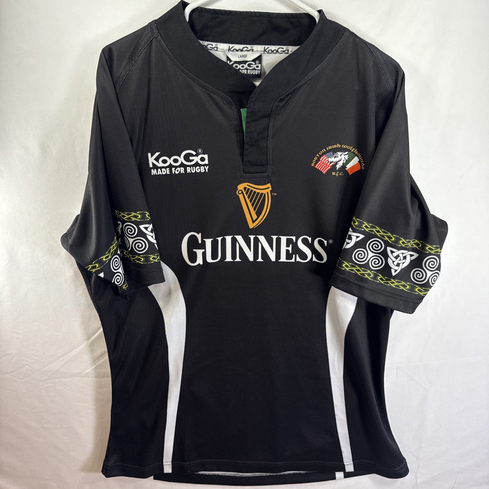 Mid 2000’s Guinness Kooga Shirt Men’s Lg Rugby Style Performance Jersey Black