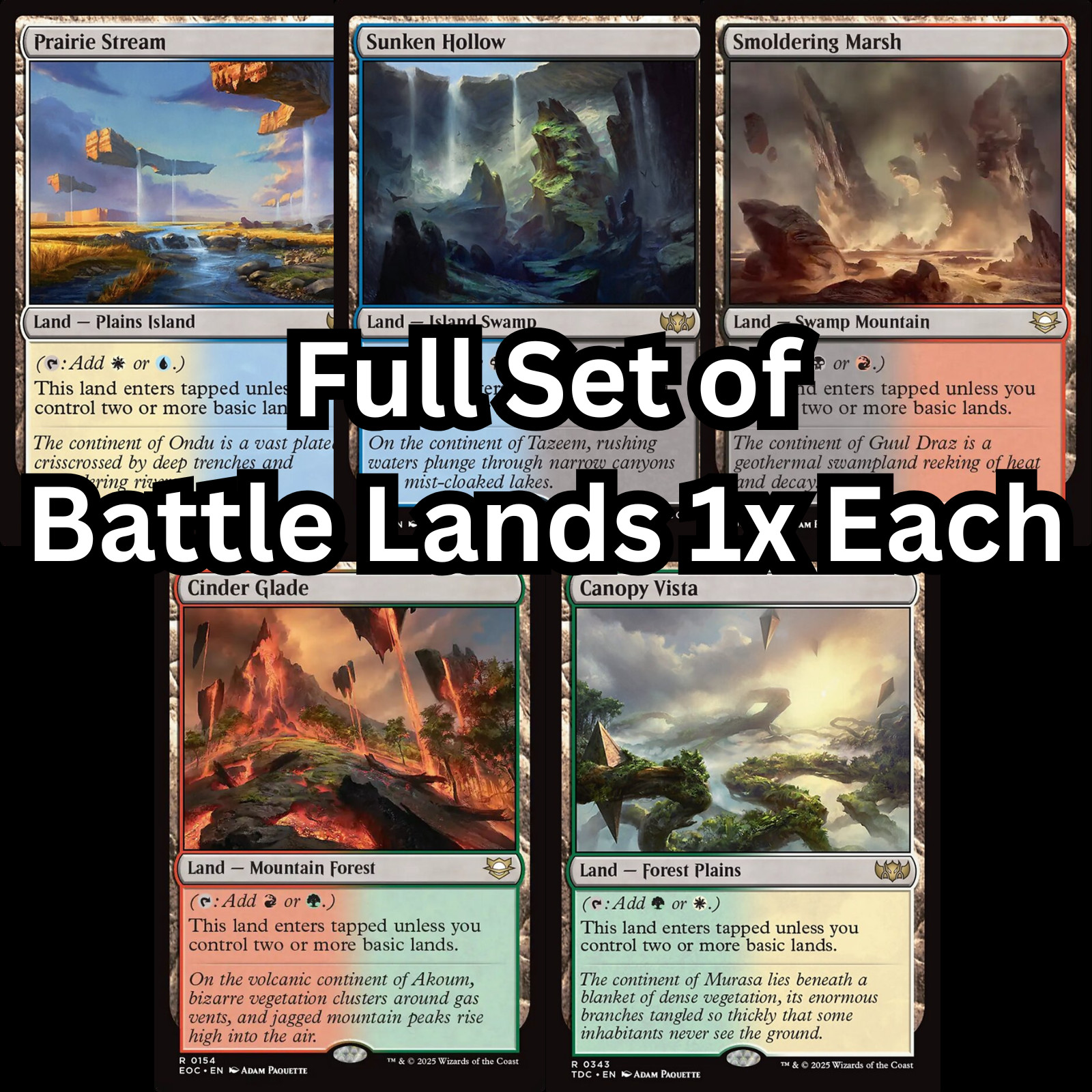 Set of 5 BATTLE / TANGO Dual Lands - MTG Typed, Fetchable, Untapped NM 1x Each