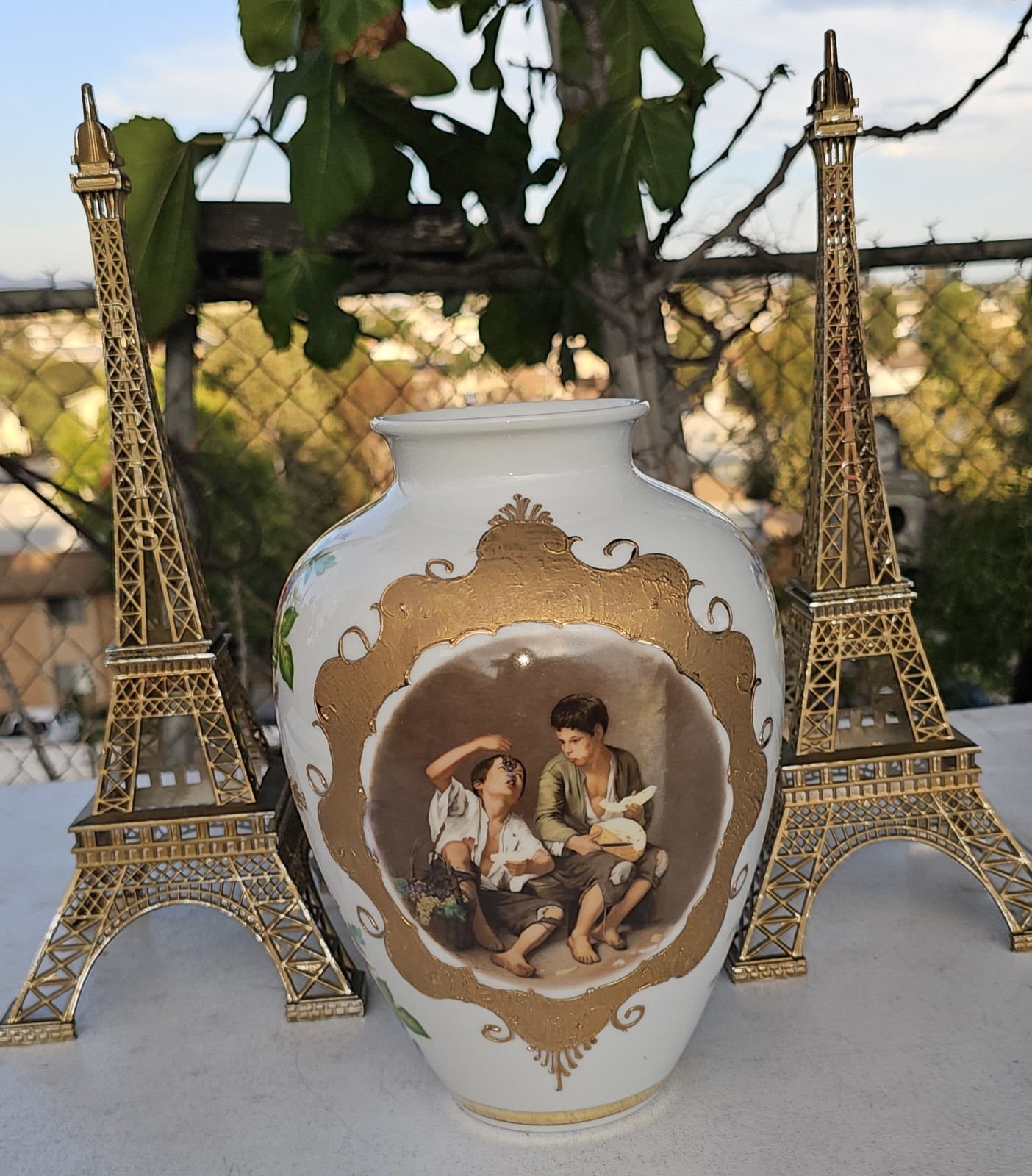 Antique German Vase by HEINRICH GERMANY, Hand Painted in Italy Art is Bartolomé