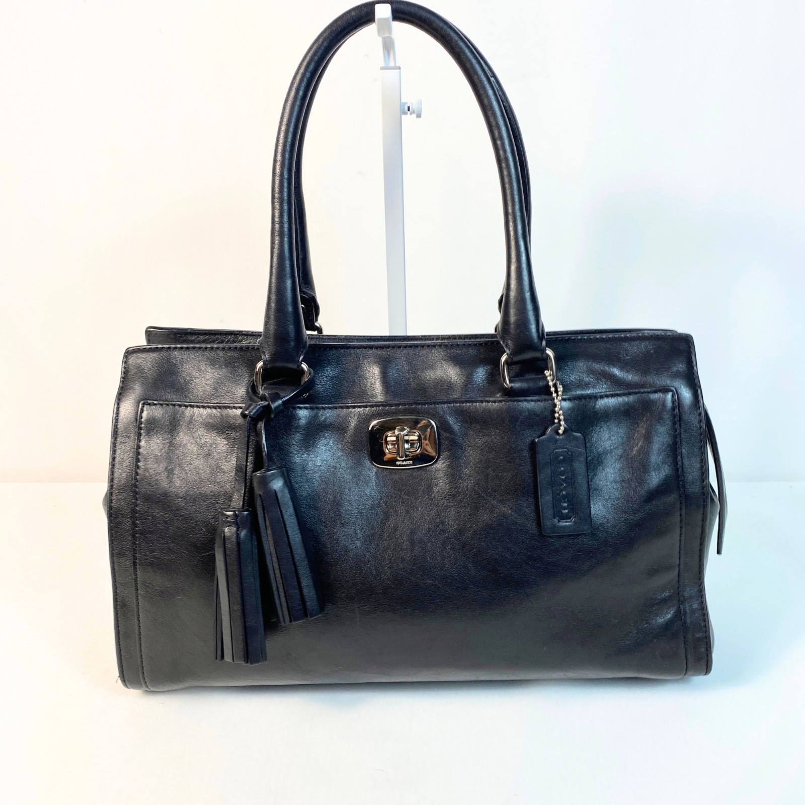 Coach Legacy Chelsea Carryall 25359 Black Leather Turnlock Tassel Satchel Bag