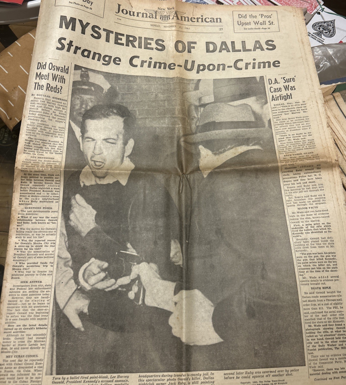 11/25/1963 JFK Assassination Newspaper Journal American Lee Harvey Oswald Photo 11/25/1963 JFK Assassination Newspaper Journal American Lee Harvey Oswald Photo