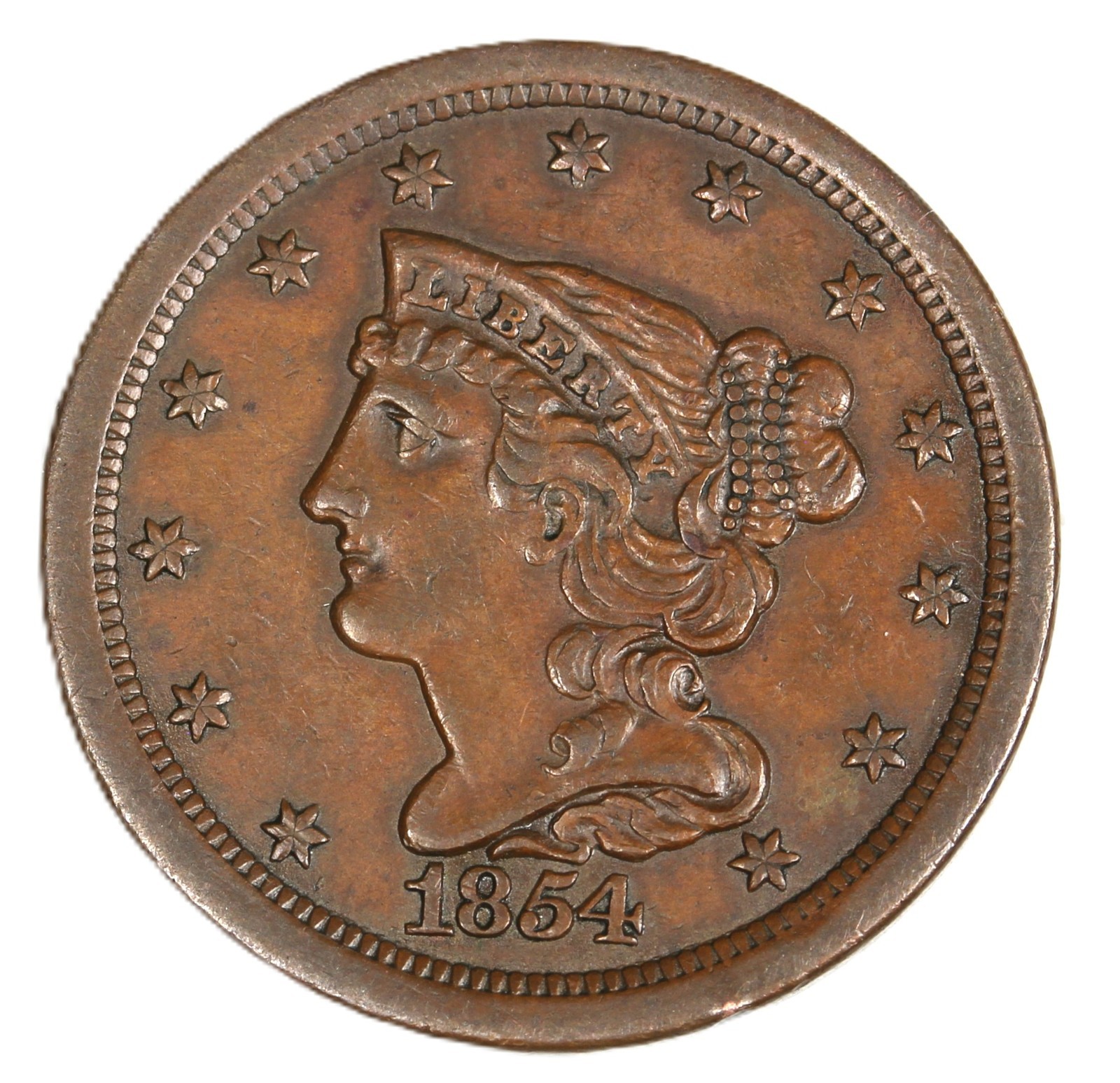 1854 Braided Hair Half Cent AU - SMH-2721 1854 Braided Hair Half Cent AU - SMH-2721