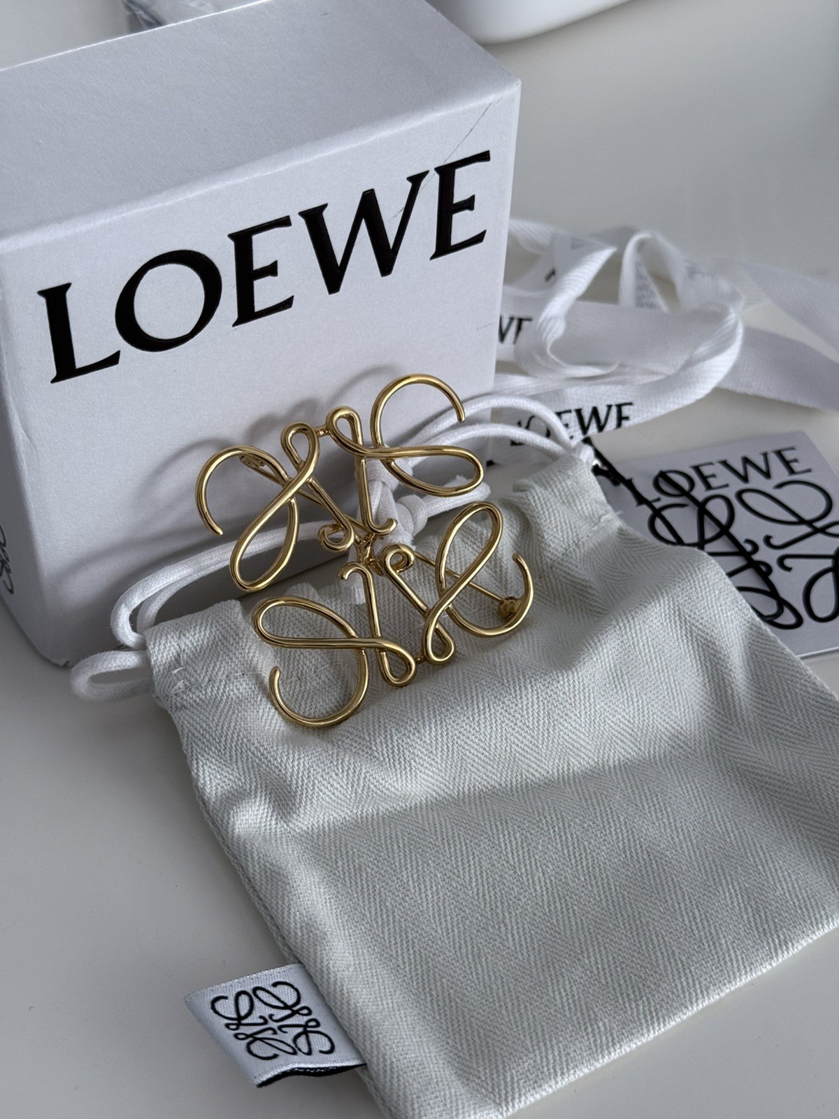 Authentic LOEWE Anagram Brooch In Gold Brass- New Authentic LOEWE Anagram Brooch In Gold Brass- New