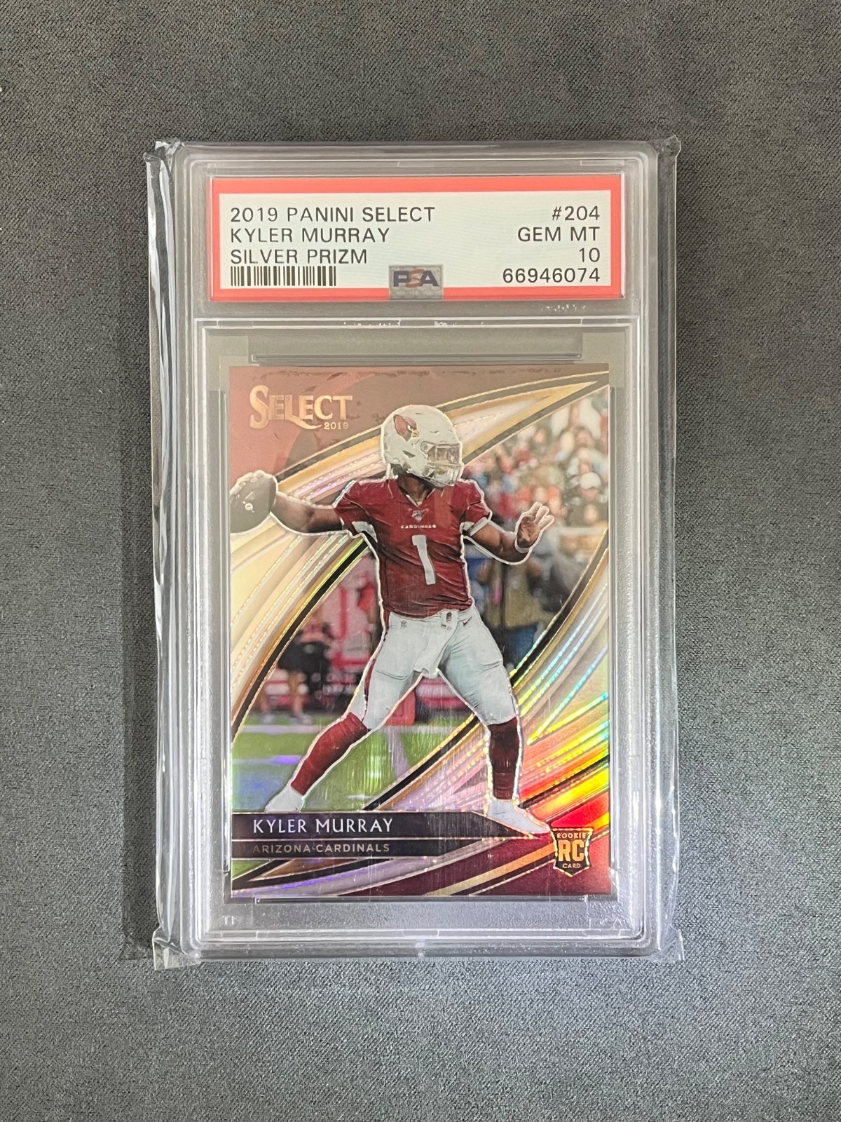 2019 Panini Select Kyler Murray RC Silver Prizm Rookie Field Level #204 PSA 10 2019 Panini Select Kyler Murray RC Silver Prizm Rookie Field Level #204 PSA 10