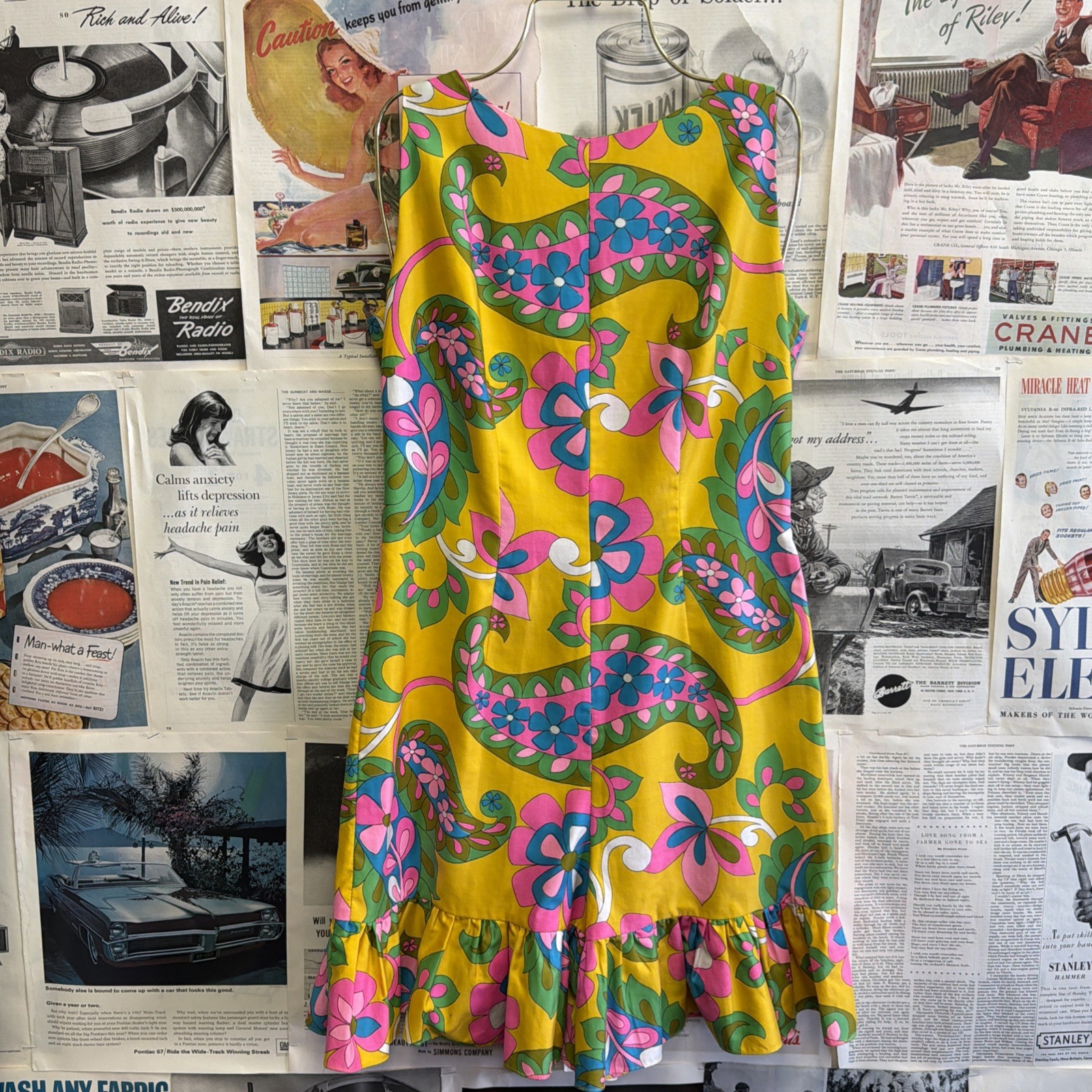 1960’s Alice Polynesian Fashions Playsuit Neon Psychedelic Resort Wear Romper