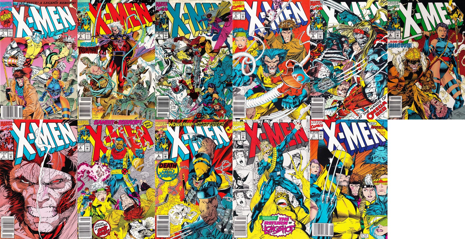 X-Men #1-11 Newsstand Covers (1991-2001) Marvel Comics X-Men #1-11 Newsstand Covers (1991-2001) Marvel Comics
