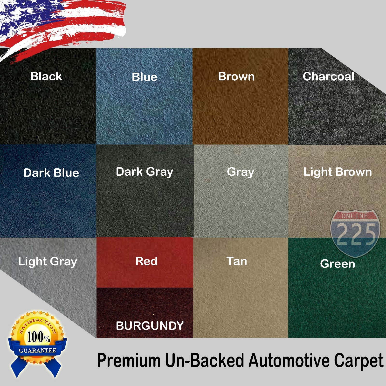 All Colors Upholstery Durable Un-Backed Automotive Carpet 40\
