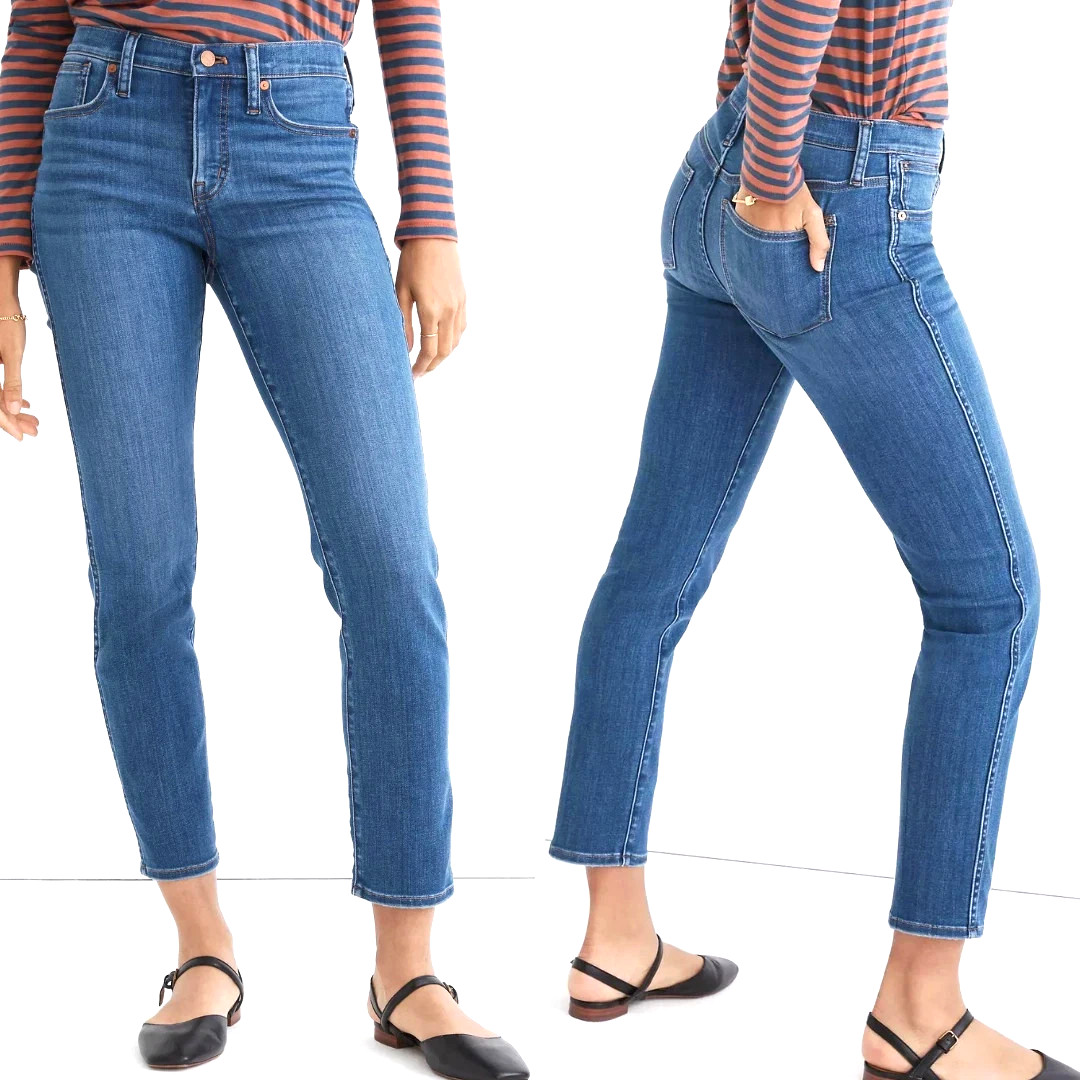 Madewell Stovepipe Jeans Women\'s Size 26 Blue High Rise Straight Cropped Denim