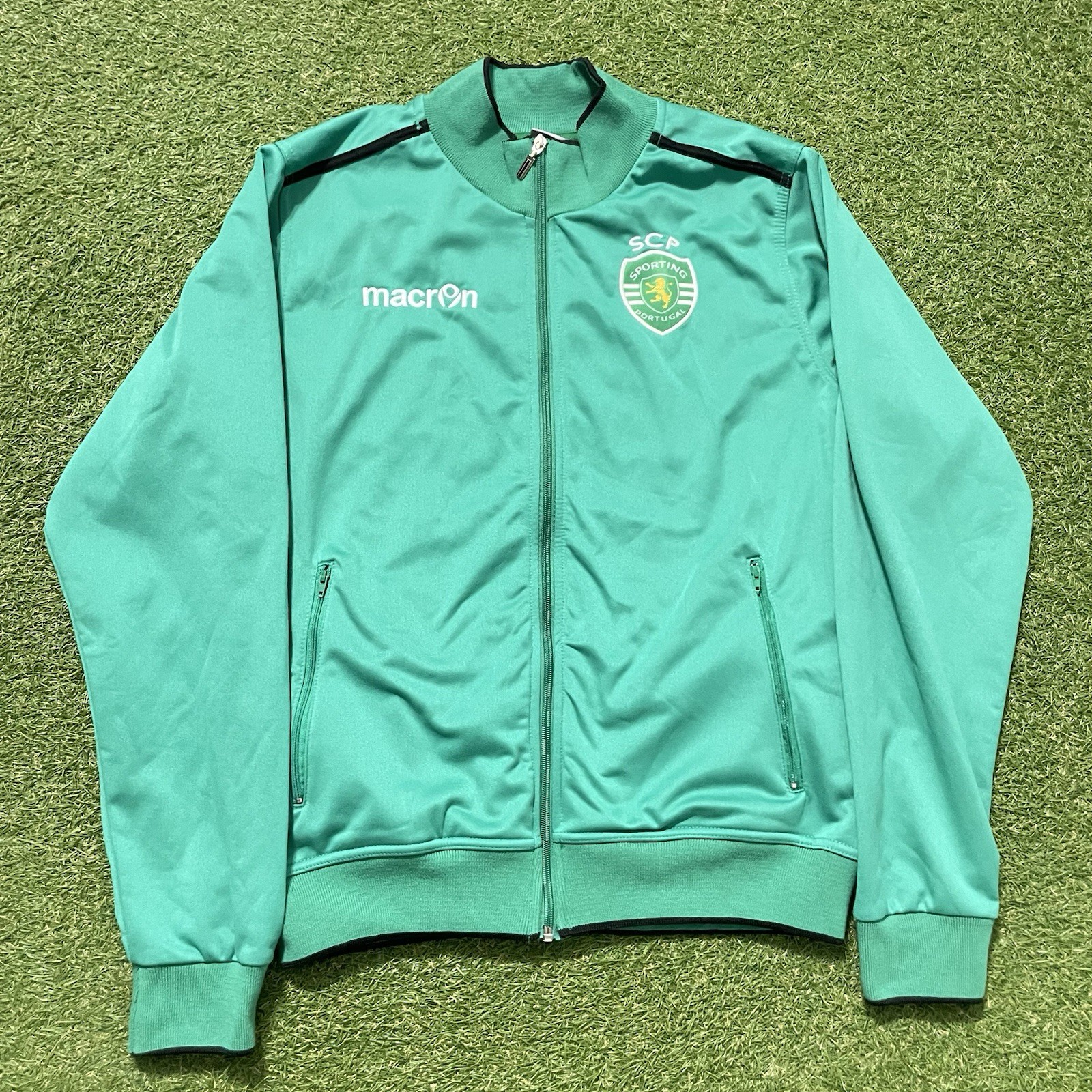 Macron SCP Sporting Portugal Full Zip Jacket Men’s Large L Football Soccer Green Macron SCP Sporting Portugal Full Zip Jacket Men’s Large L Football Soccer Green