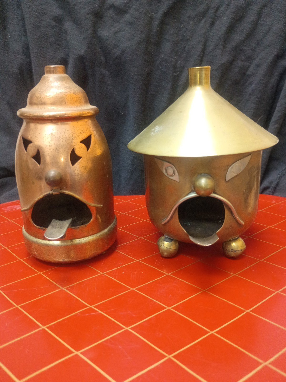 Vintage 2  Artes De Mexico Metalwork Ashtray Lantern Smokestack Incense Burner 
