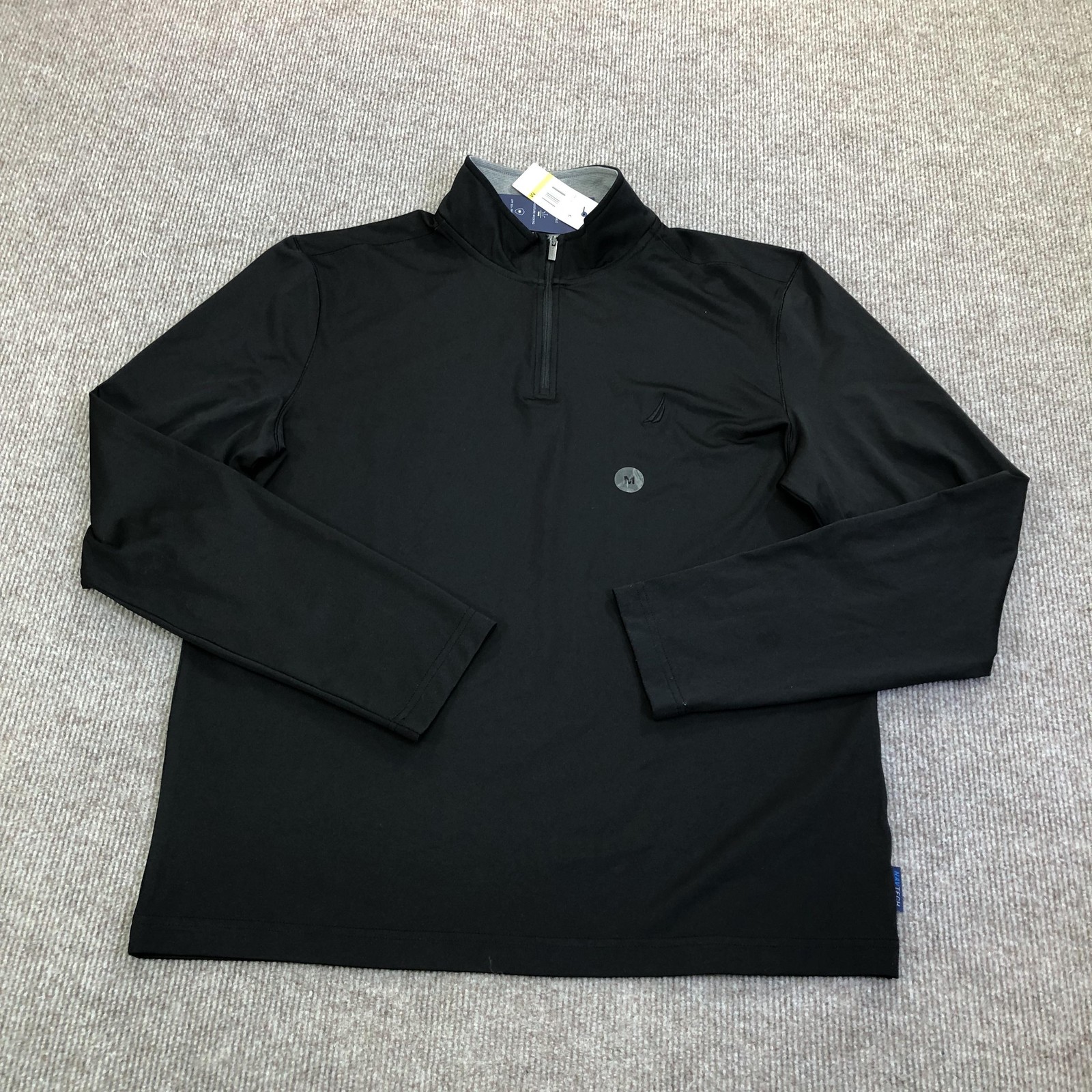 Nautica Pullover Mens Medium Black NAVTECH Long Sleeve 1/4 Zip Performance Top