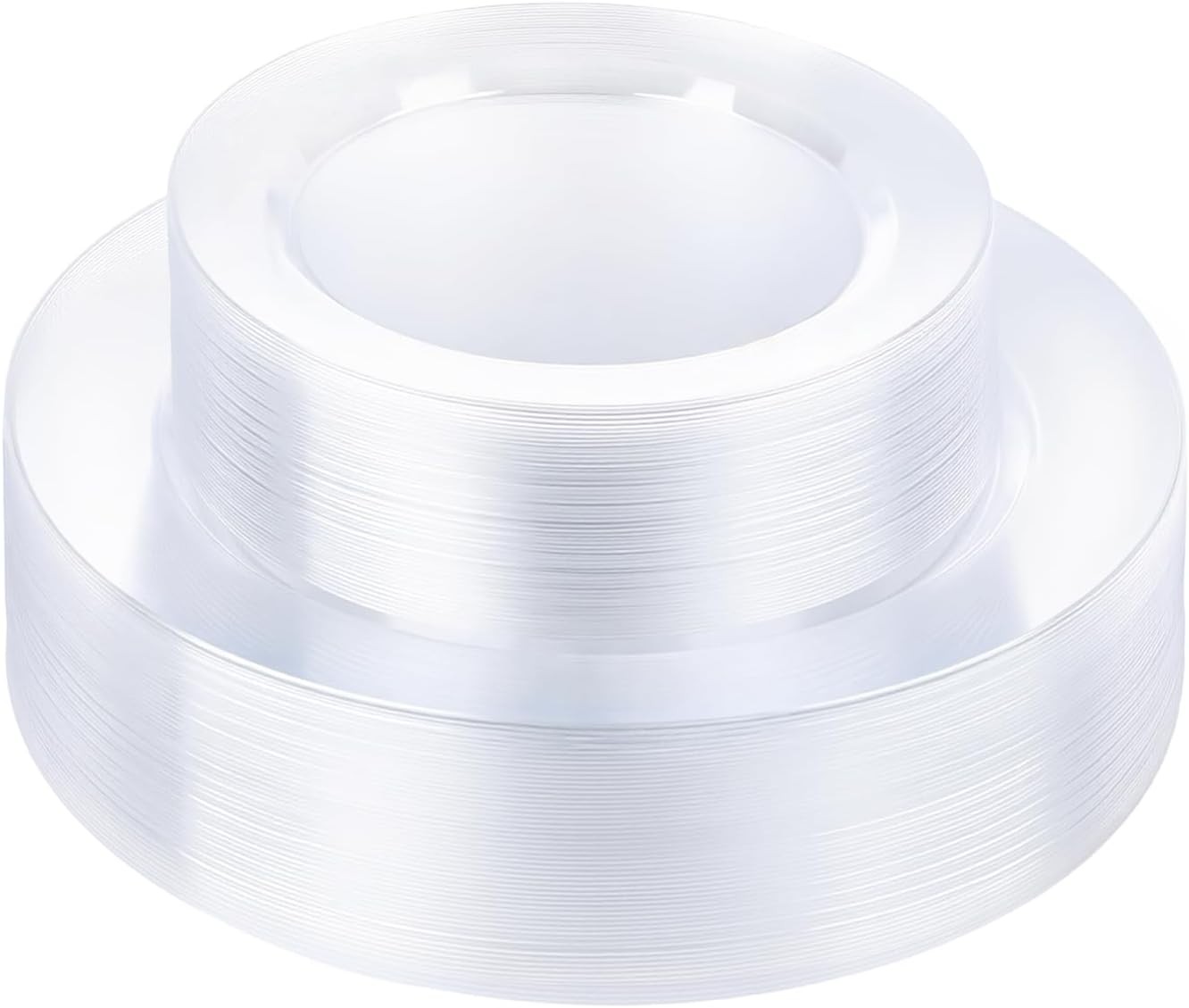 100PCS Clear Plastic Plates, Clear Disposable Plates for 50 Guests
