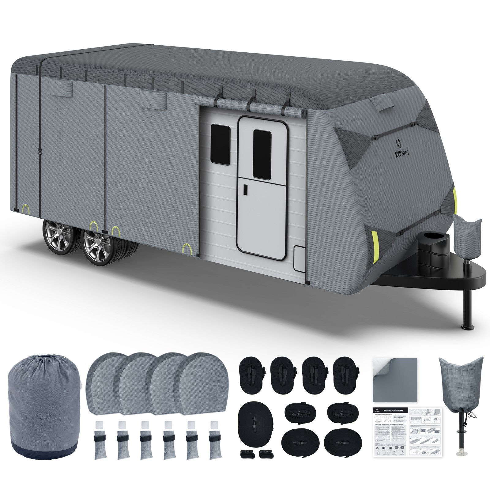 9-Ply RV Trailer Cover Waterproof Winter Camper Travel Trailer Cover 18'1