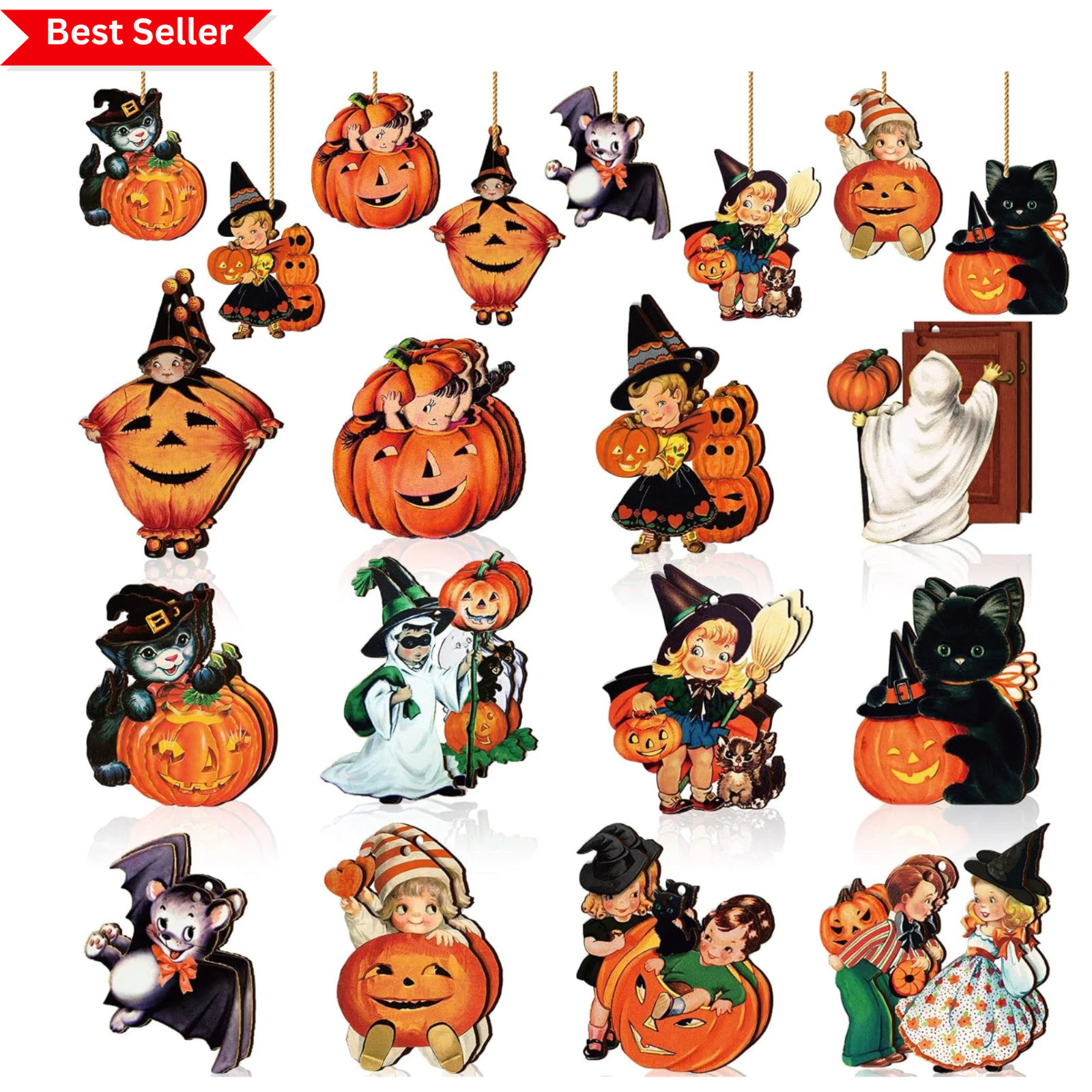 24 Pcs Vintage Halloween Ornaments for Tree Decorations Black Cat 24 Pcs Vintage Halloween Ornaments for Tree Decorations Black Cat