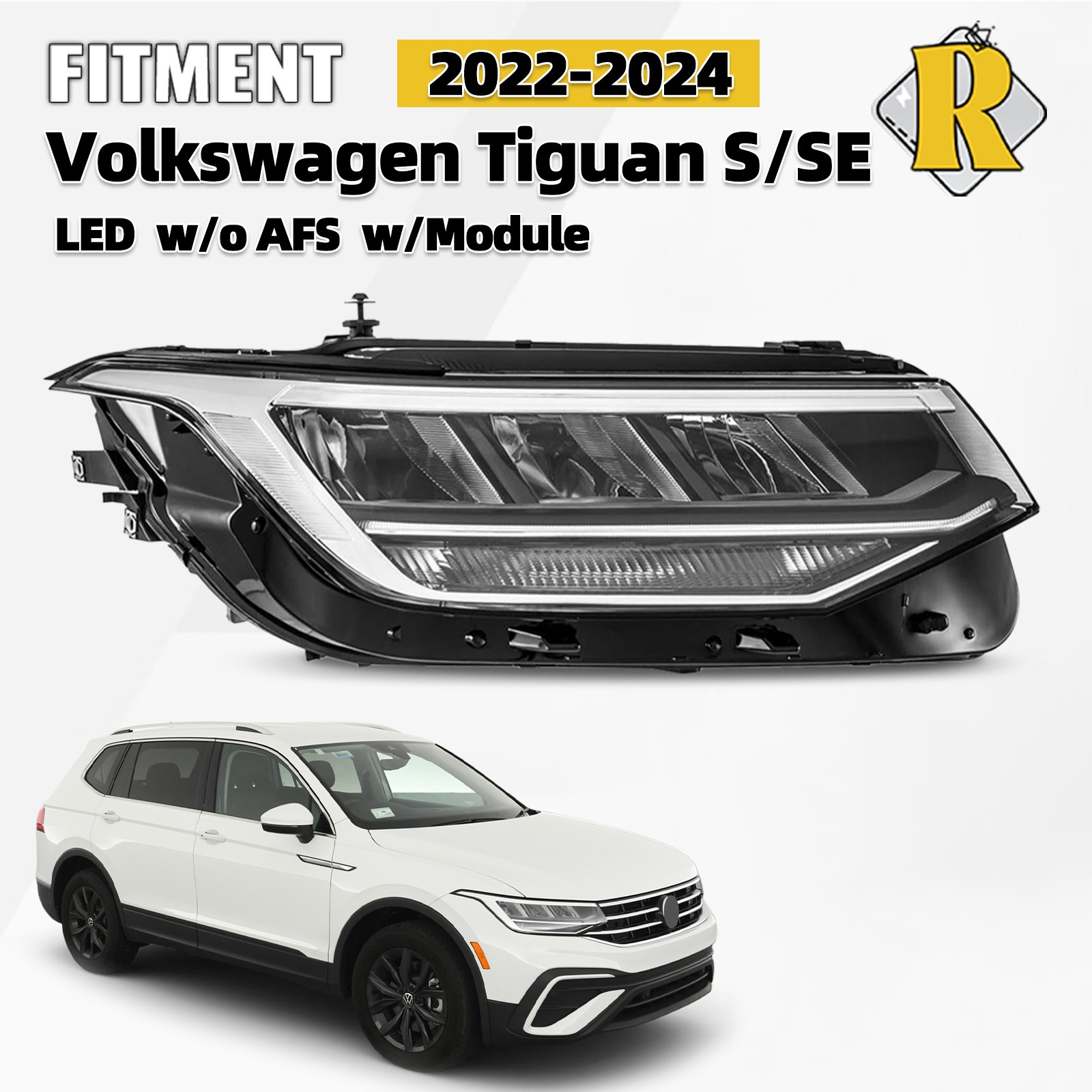 For 2022-2024 Volkswagen Tiguan S|SE LED Headlight W/O AFS Right Passenger Side For 2022-2024 Volkswagen Tiguan S|SE LED Headlight W/O AFS Right Passenger Side