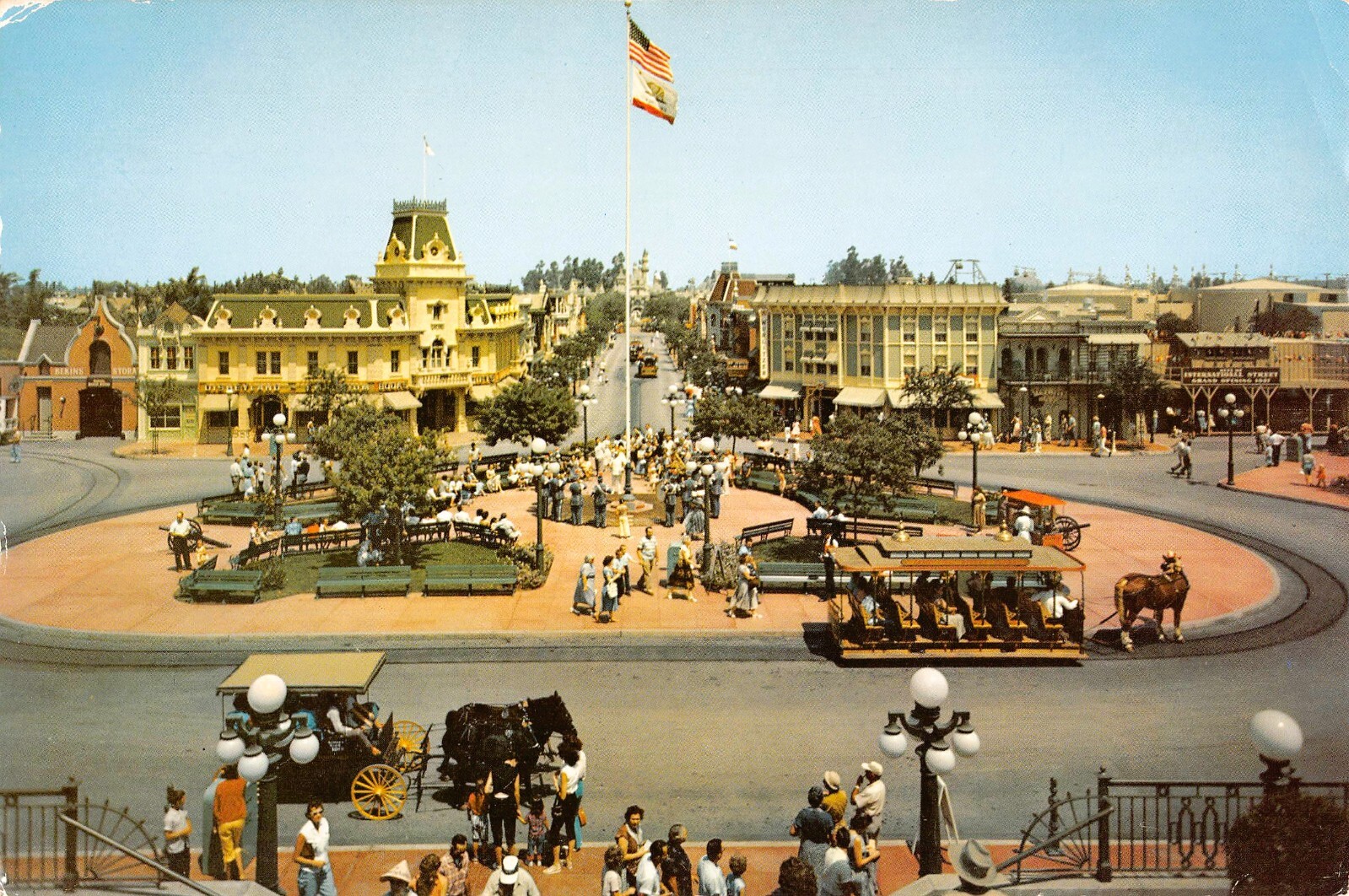 1955 Disneyland Town Square Fantasyland Anaheim CA Jumbo 6x9 Postcard SM01-76