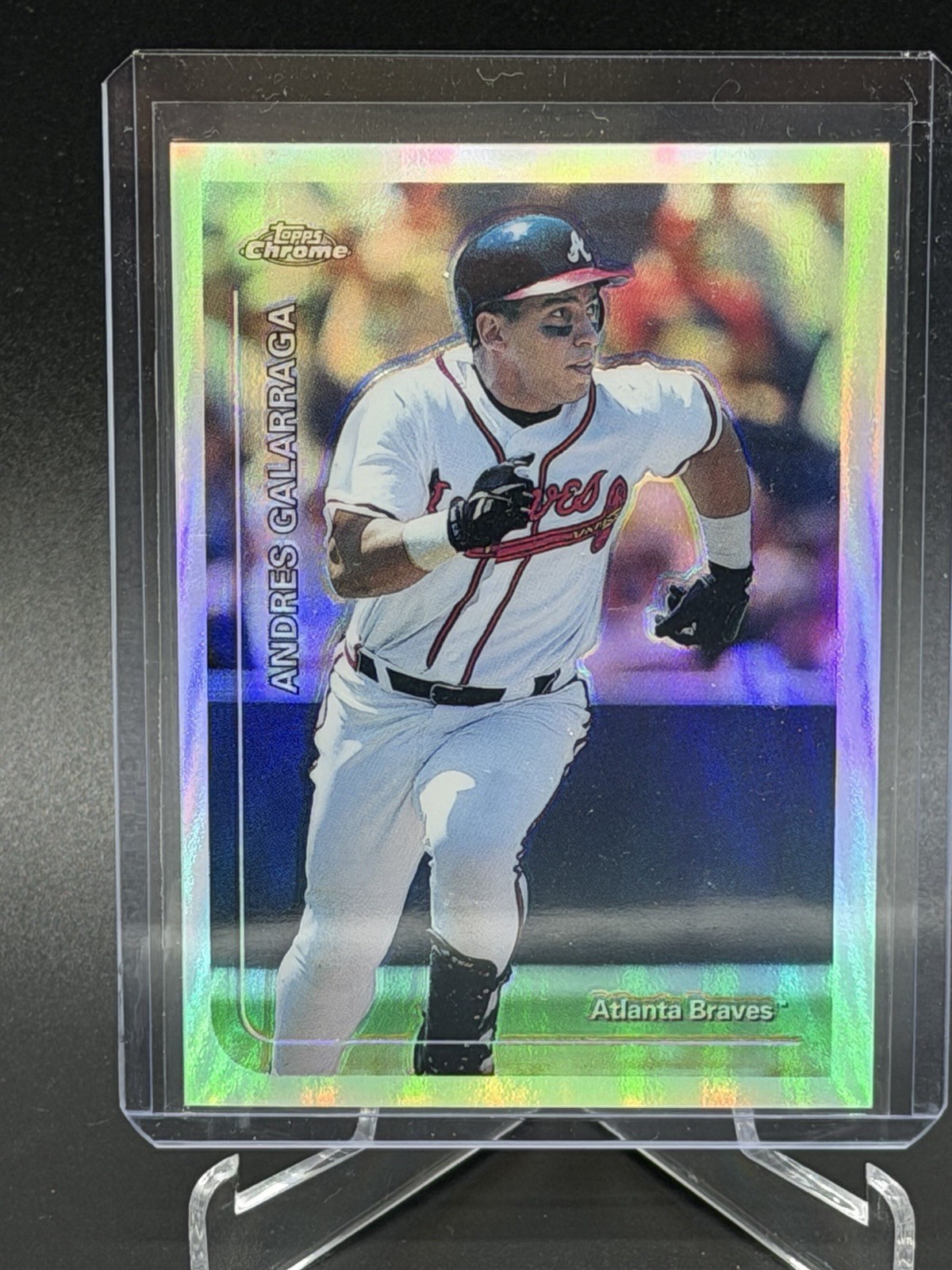 1999 Topps Chrome Refractor Andres Galarraga Braves Card #2 1999 Topps Chrome Refractor Andres Galarraga Braves Card #2