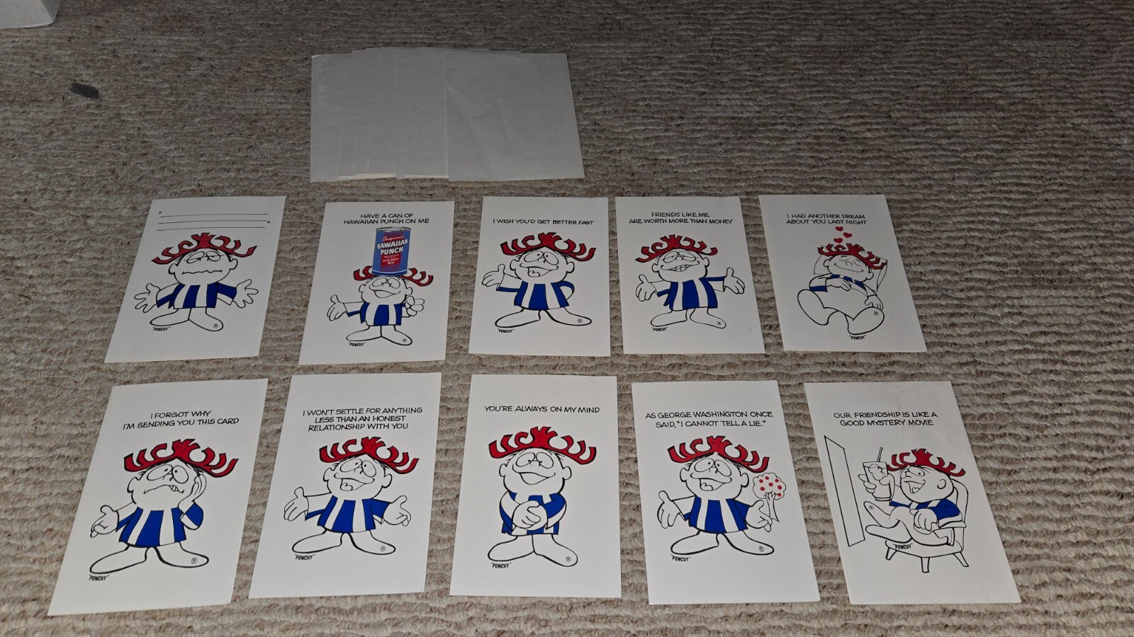 LOT of 10 Hawaiian Punch Punchy Greeting Cards 9 envelopes Vintage 1987