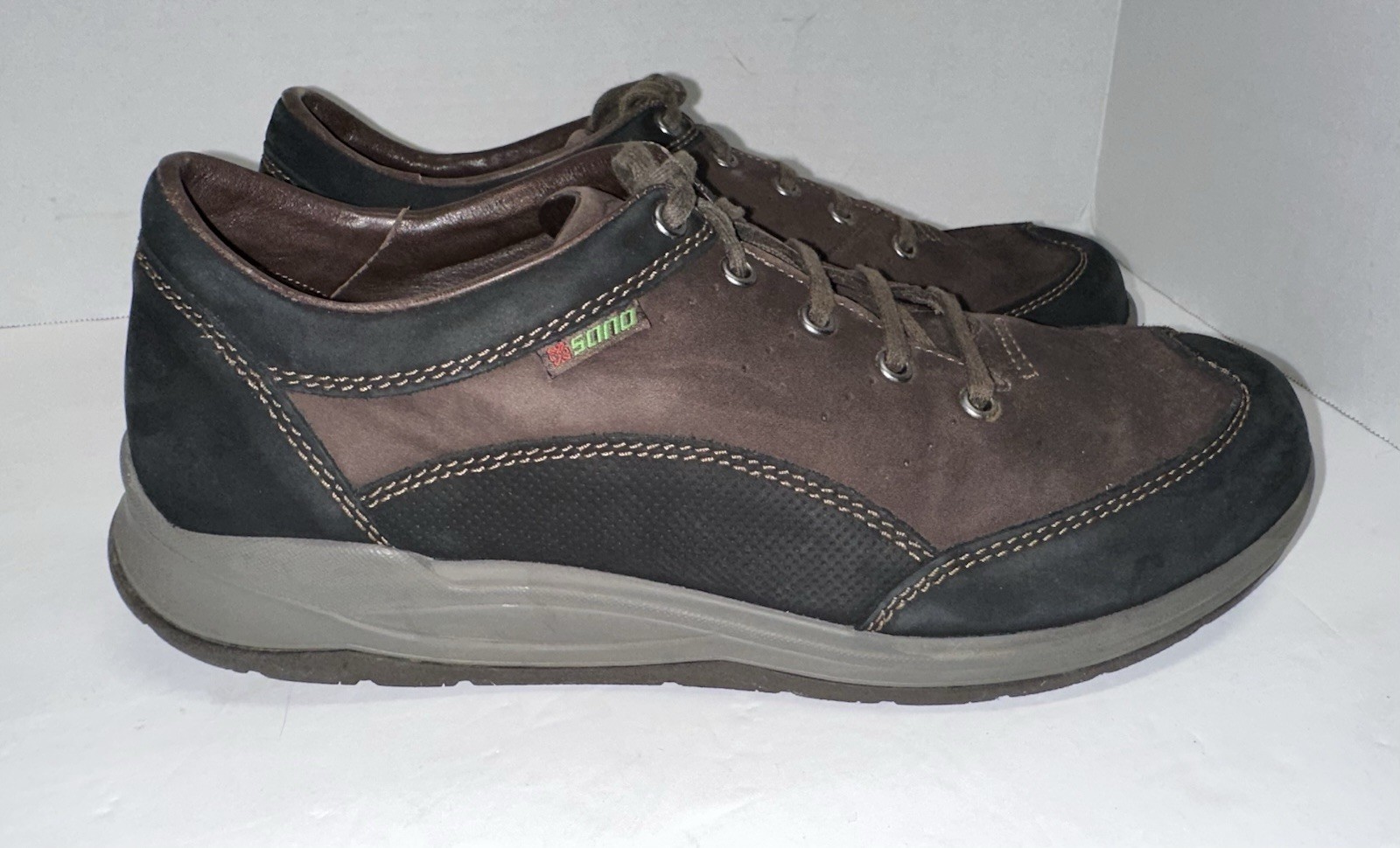 SANO by MEPHISTO Sono Mens 11 Shoe Brown Black Leather Cushioned Walking Comfort