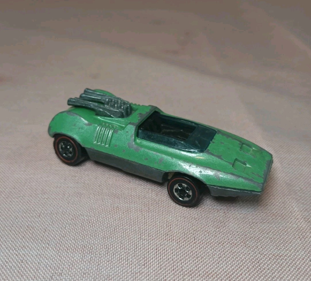 Vintage 1969 Hot Wheels PEEPING BOMB Redline Green Enamel Hong Kong Vintage 1969 Hot Wheels PEEPING BOMB Redline Green Enamel Hong Kong