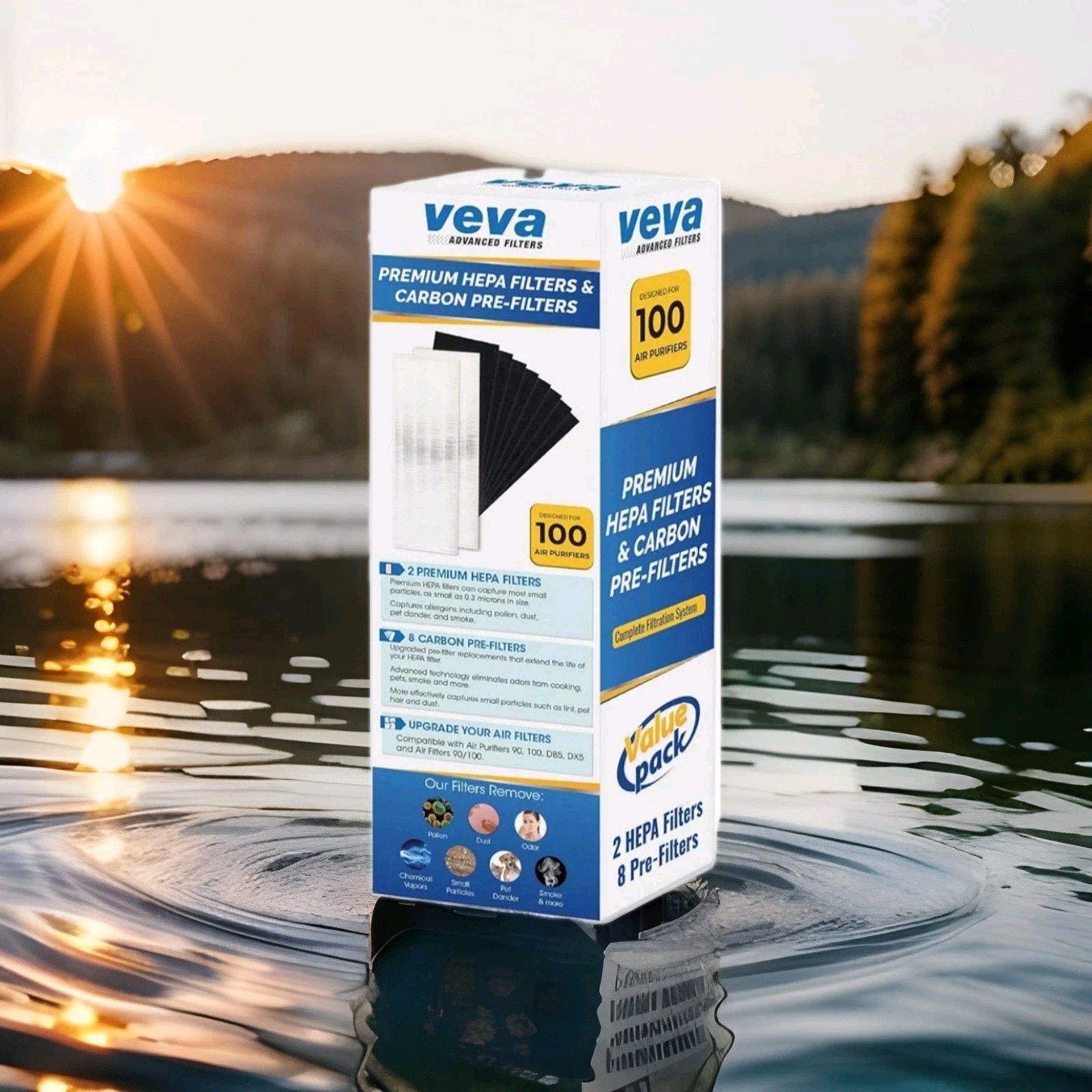 Veva Premium 2 HEPA & 8 Carbon Filters For Aera Max Fellow 90 100 DX5 Purifiers Veva Premium 2 HEPA & 8 Carbon Filters For Aera Max Fellow 90 100 DX5 Purifiers