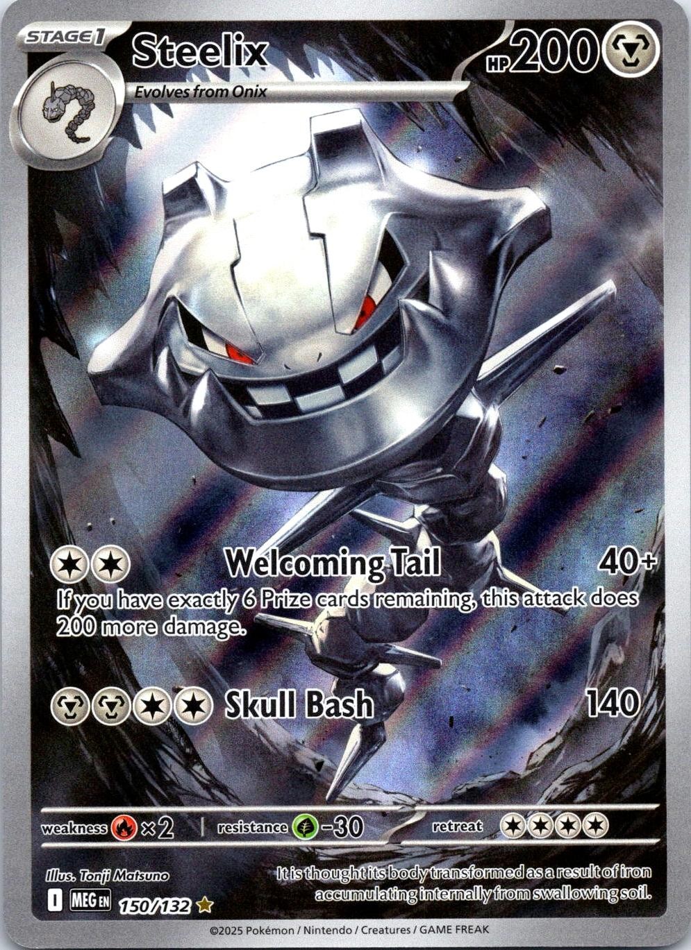 Steelix 150/132 Illustration Rare Mega Evolution Pokemon Holo Near Mint Steelix 150/132 Illustration Rare Mega Evolution Pokemon Holo Near Mint