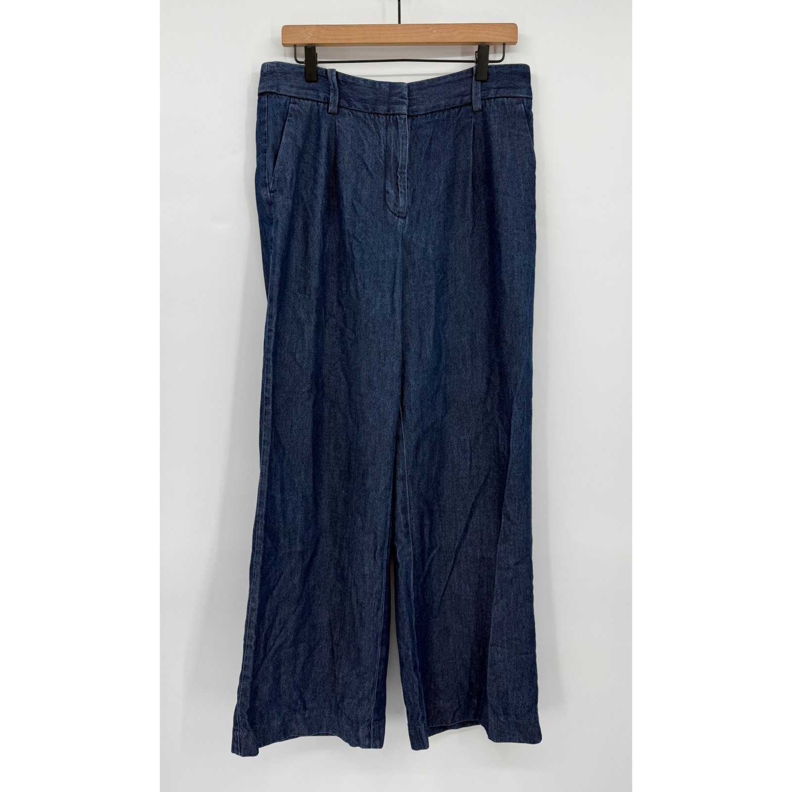 Talbots Pants Womens 8 Blue Weston Denim Trouser Wide Leg Pleated Chino Talbots Pants Womens 8 Blue Weston Denim Trouser Wide Leg Pleated Chino