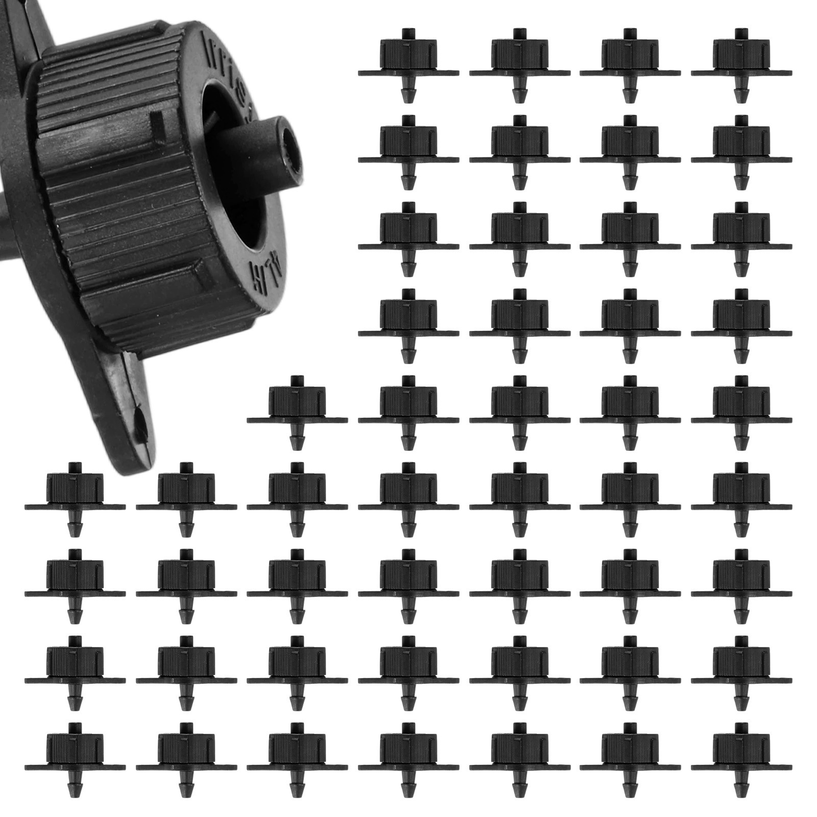 50-Pack 1.1GPH Pressure Compensating Drippers for Garden Lawn [Black]