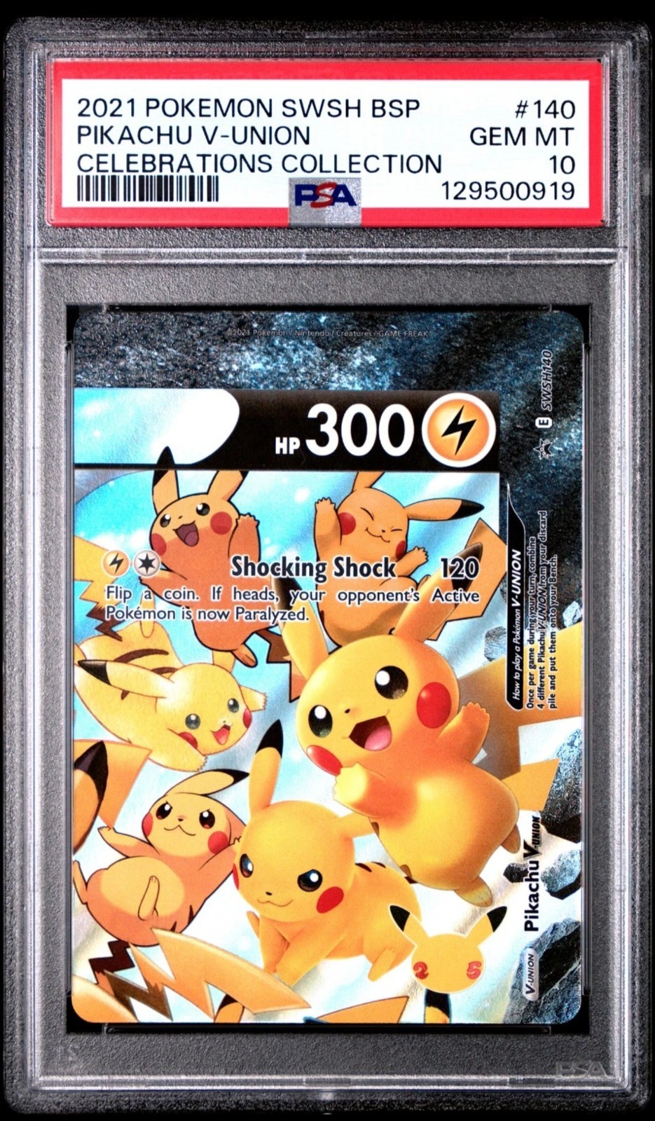 2021 Pokemon Pikachu V-UNION SWSH140 Celebrations Promo PSA 10 GEM MINT