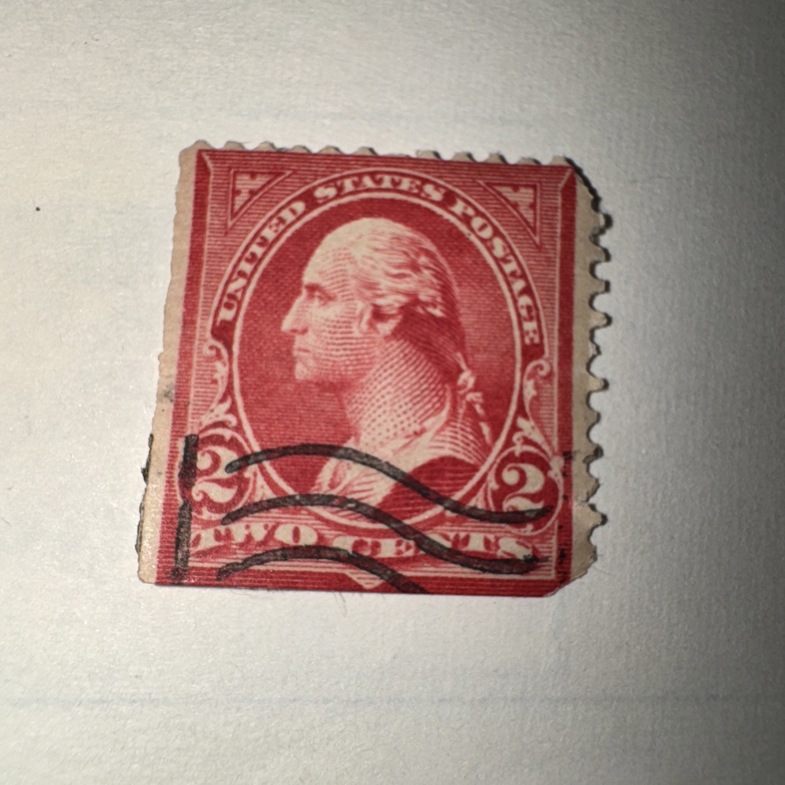 1894 US Postage Stamp George Washington Two Cent 2¢ Red Stamp,  Very Rare