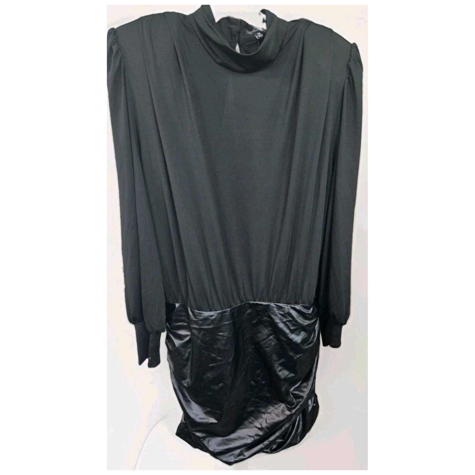 Fashion Nova She Means Business Mini Dress Black Padded Shoulder Open Back 1X