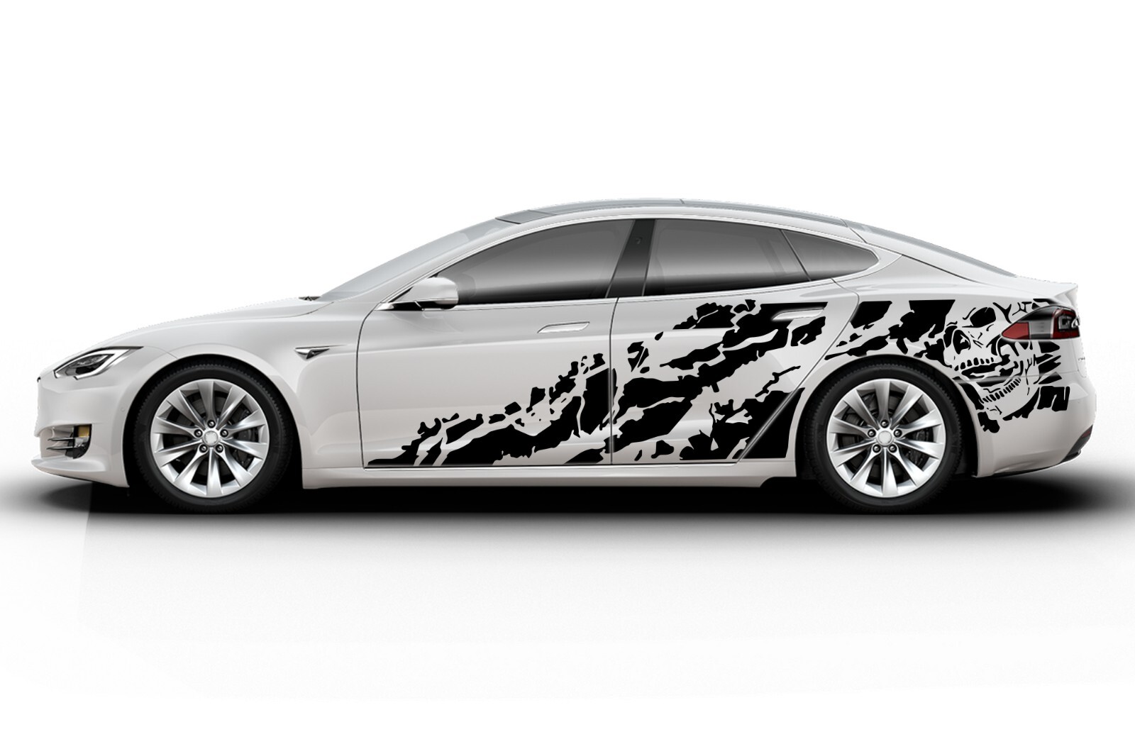 Nightmare skull graphic design decal for Tesla Model S sticker vinyl 2016-2025