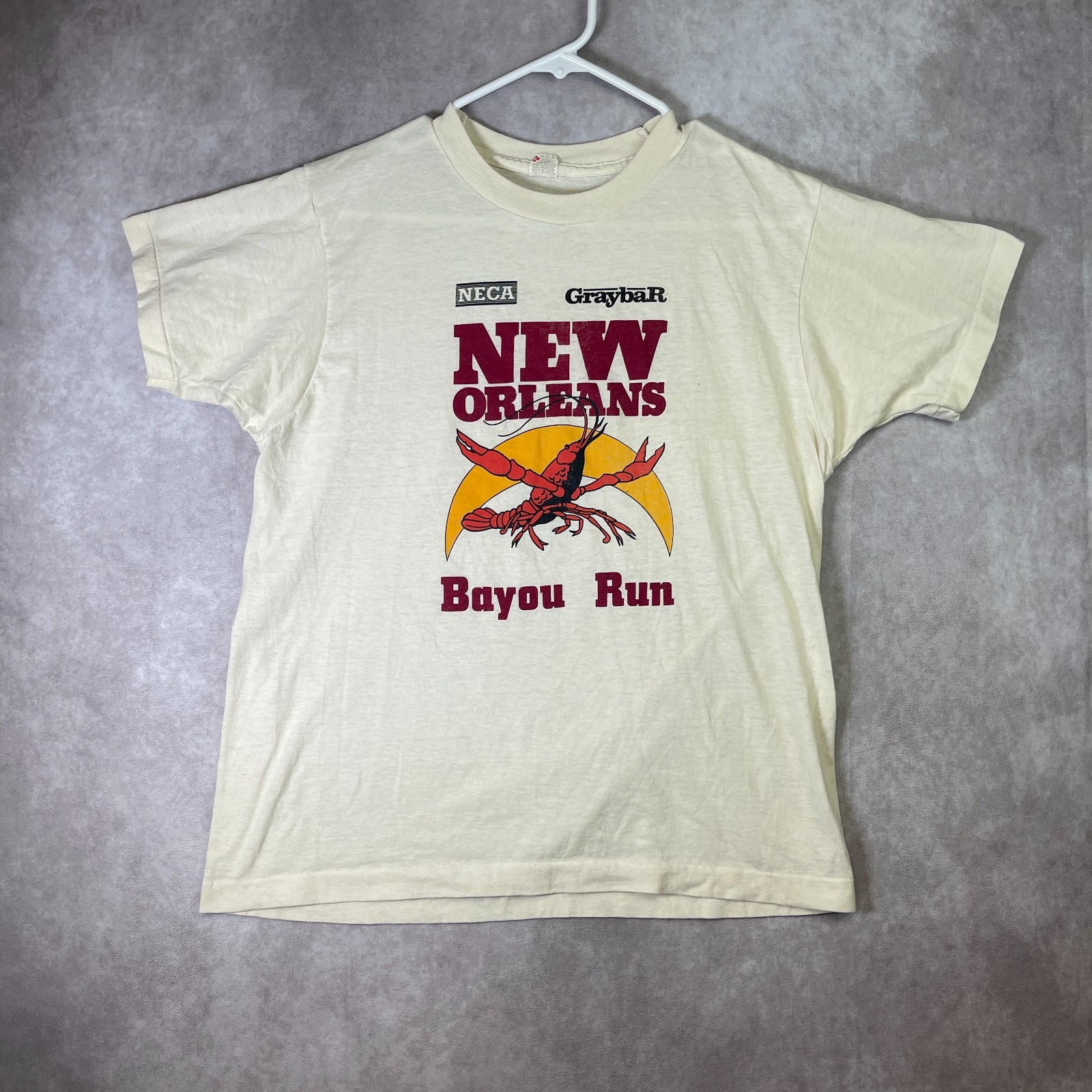 VINTAGE 80s Bayou Run New Orleans Adult Small White Paper Thin (Tagged L) USA